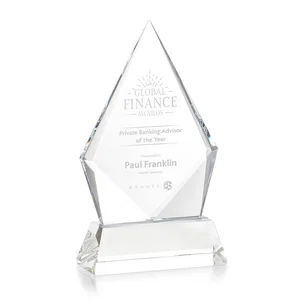 Optical Crystal Diamond Award With an Elongated Peak