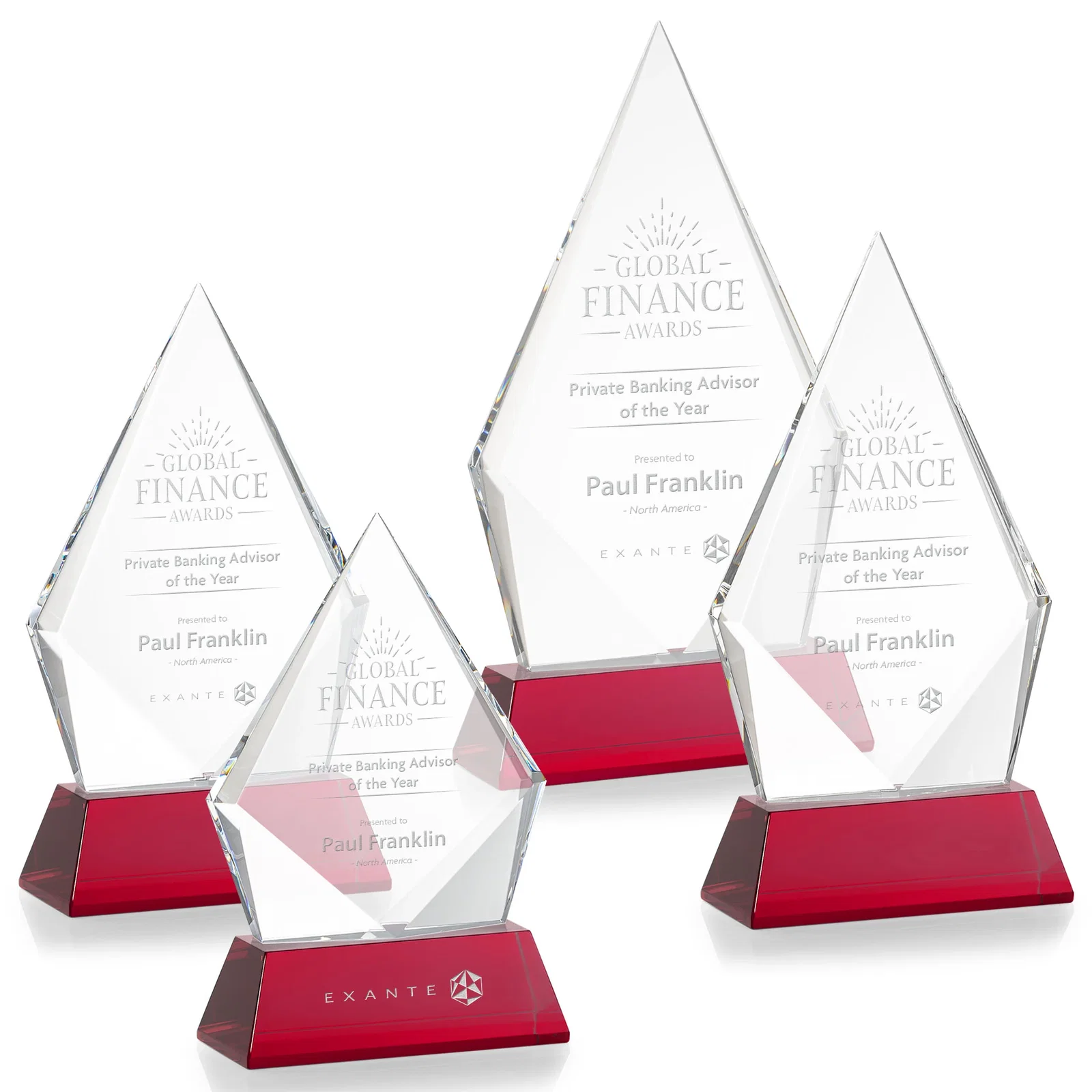 Promotional Optical Crystal Diamond Award With an Elongated Peak for service anniversary gifts