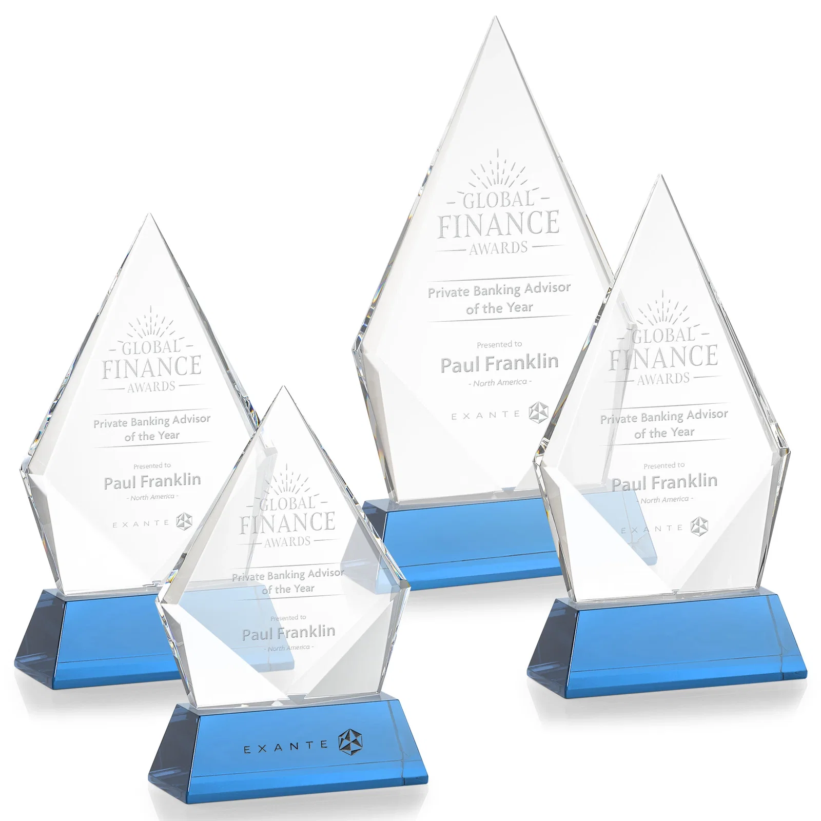 Promotional Optical Crystal Diamond Award With an Elongated Peak for graduation ceremonies
