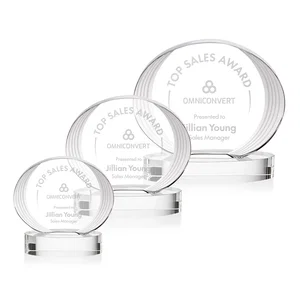 Concave Optical Crystal Oval Award with a Metallic Gold Option