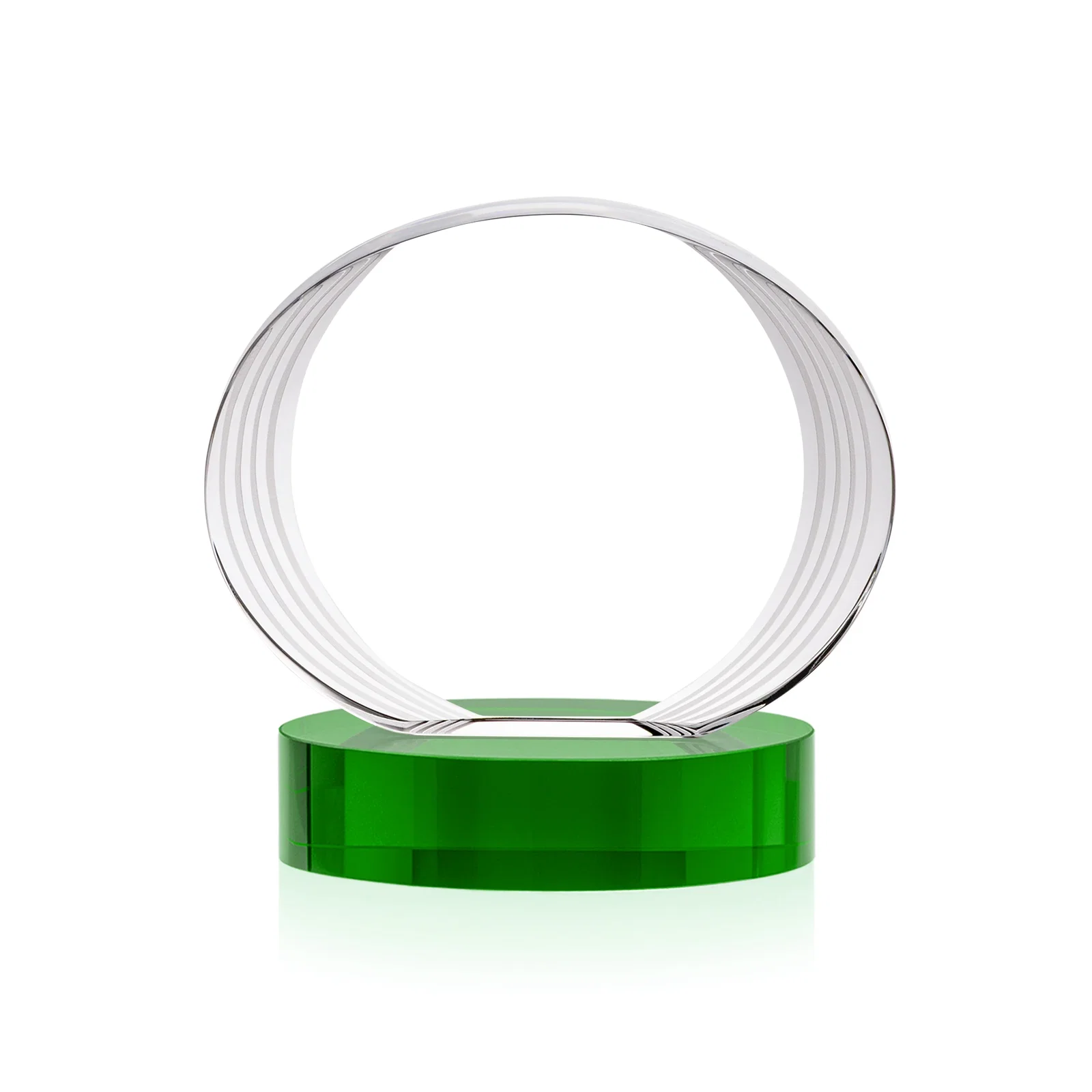Custom engraved Concave Optical Crystal Oval Award with a Metallic Gold Option, awards for dealer and partner awards