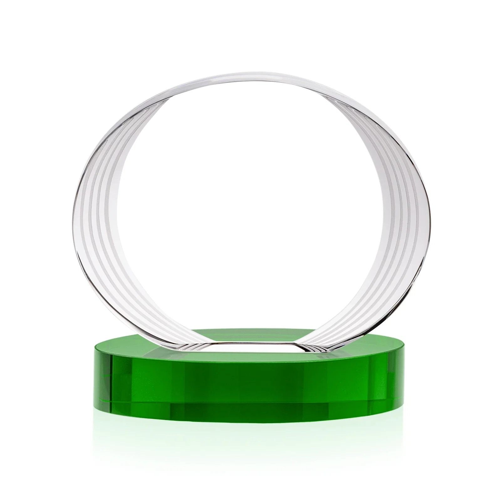Custom engraved Concave Optical Crystal Oval Award with a Metallic Gold Option, awards for company anniversary events