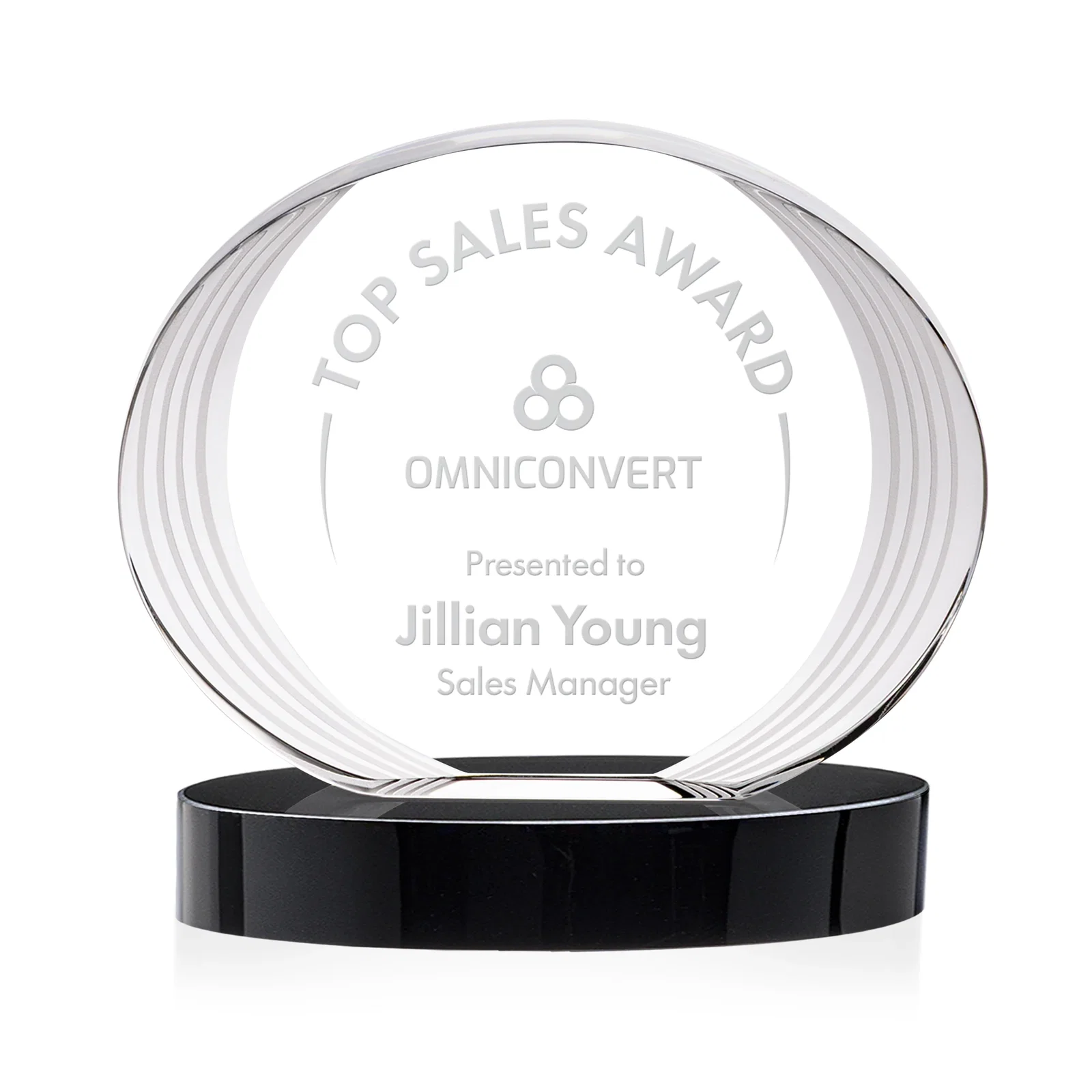 Personalized Concave Optical Crystal Oval Award with a Metallic Gold Option, awards for safety achievement programs