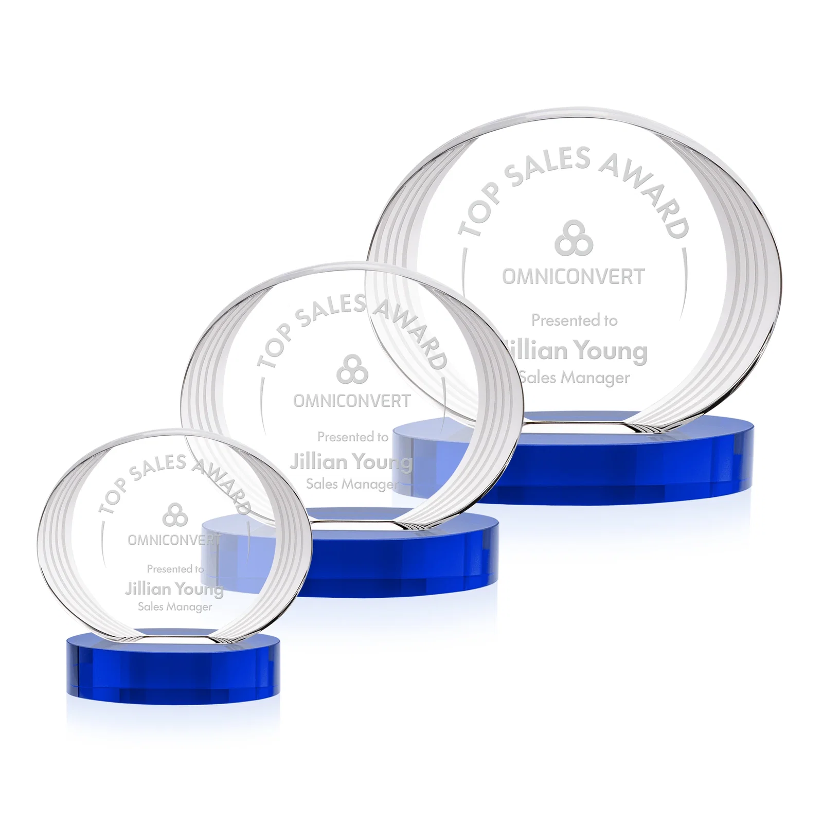 Personalized Concave Optical Crystal Oval Award with a Metallic Gold Option, awards for volunteer appreciation