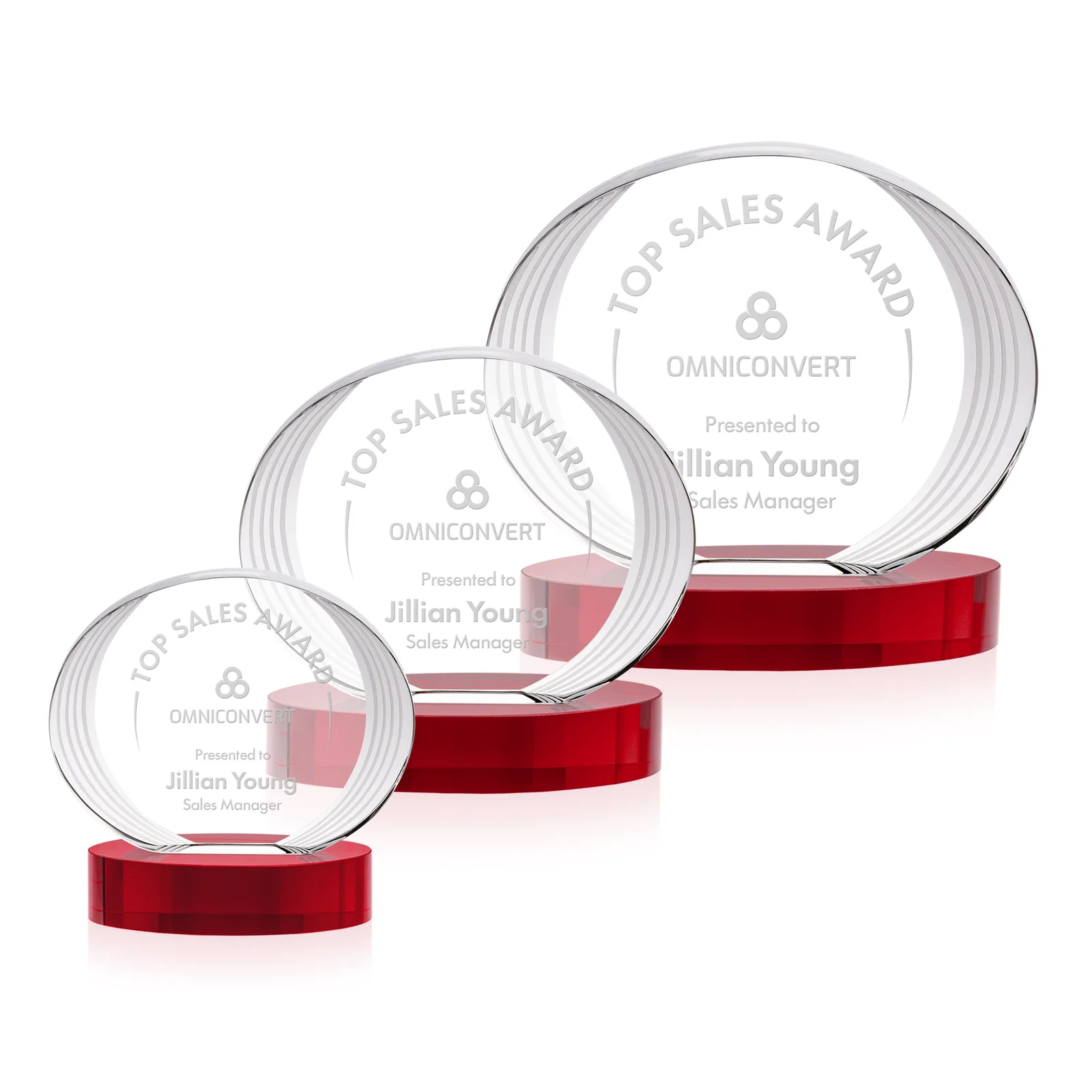 Promotional Concave Optical Crystal Oval Award with a Metallic Gold Option, awards for corporate award ceremonies
