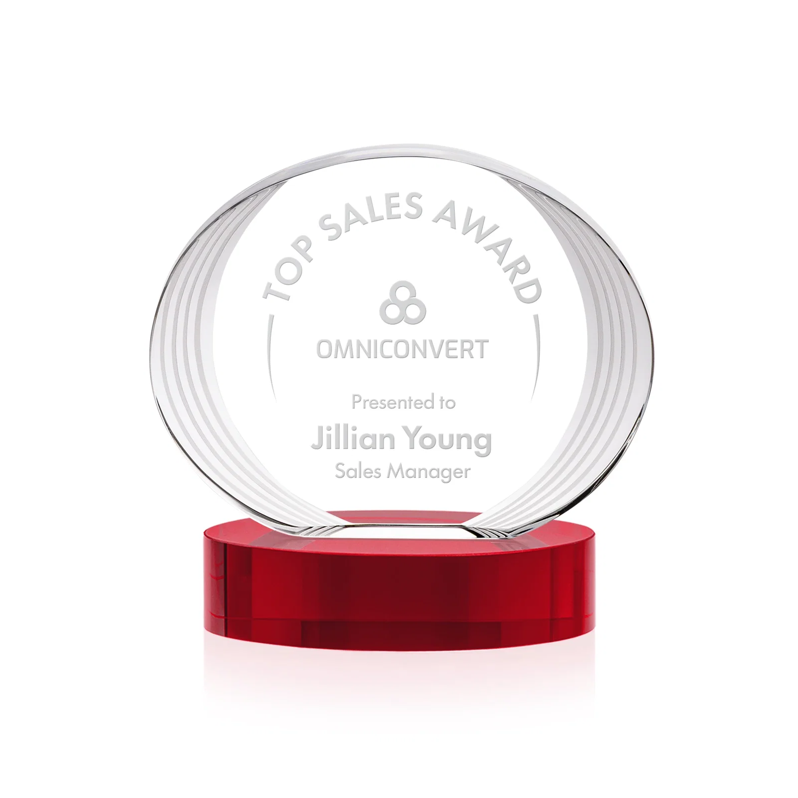 Promotional Concave Optical Crystal Oval Award with a Metallic Gold Option, awards for service anniversary gifts