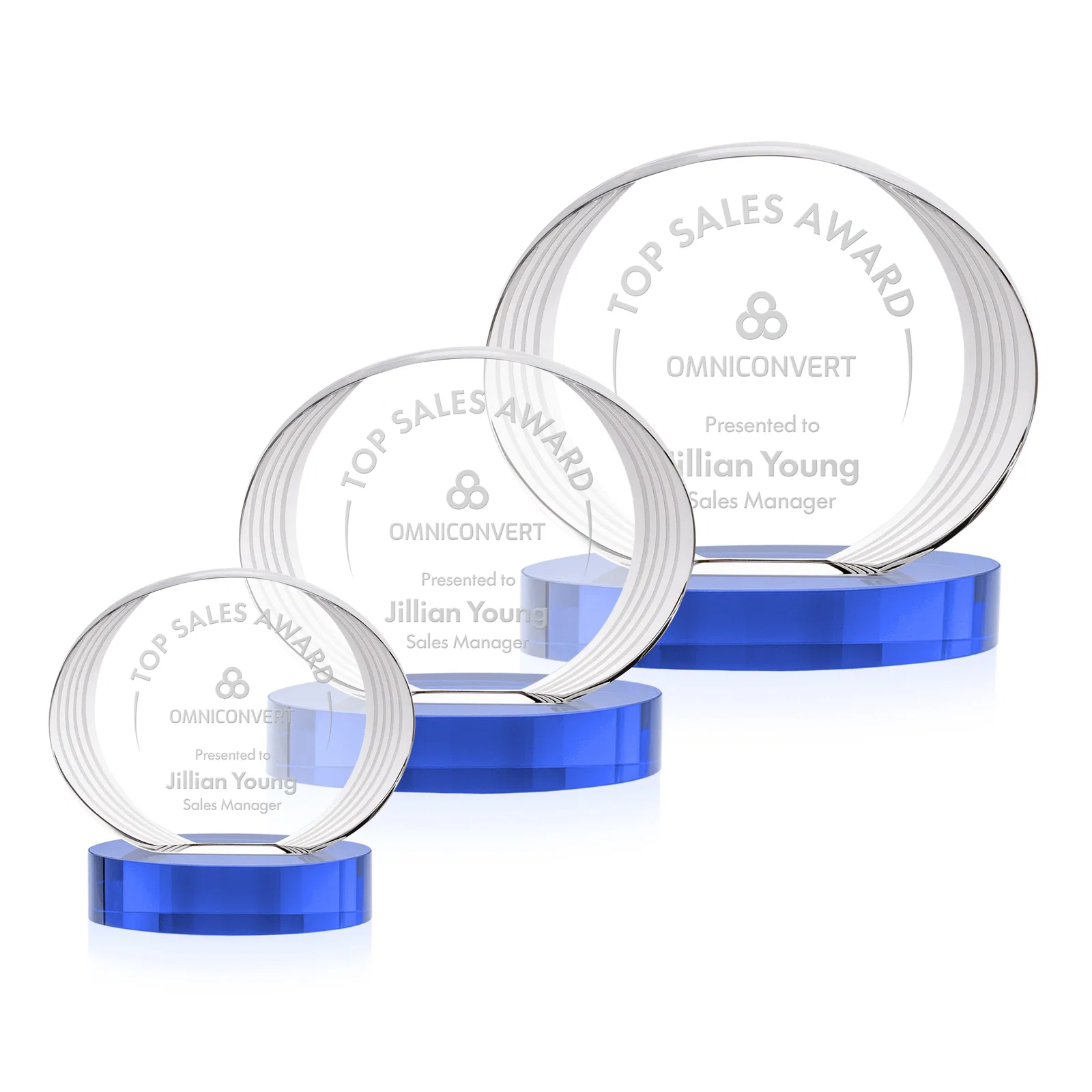 Promotional Concave Optical Crystal Oval Award with a Metallic Gold Option, awards for team milestone celebrations
