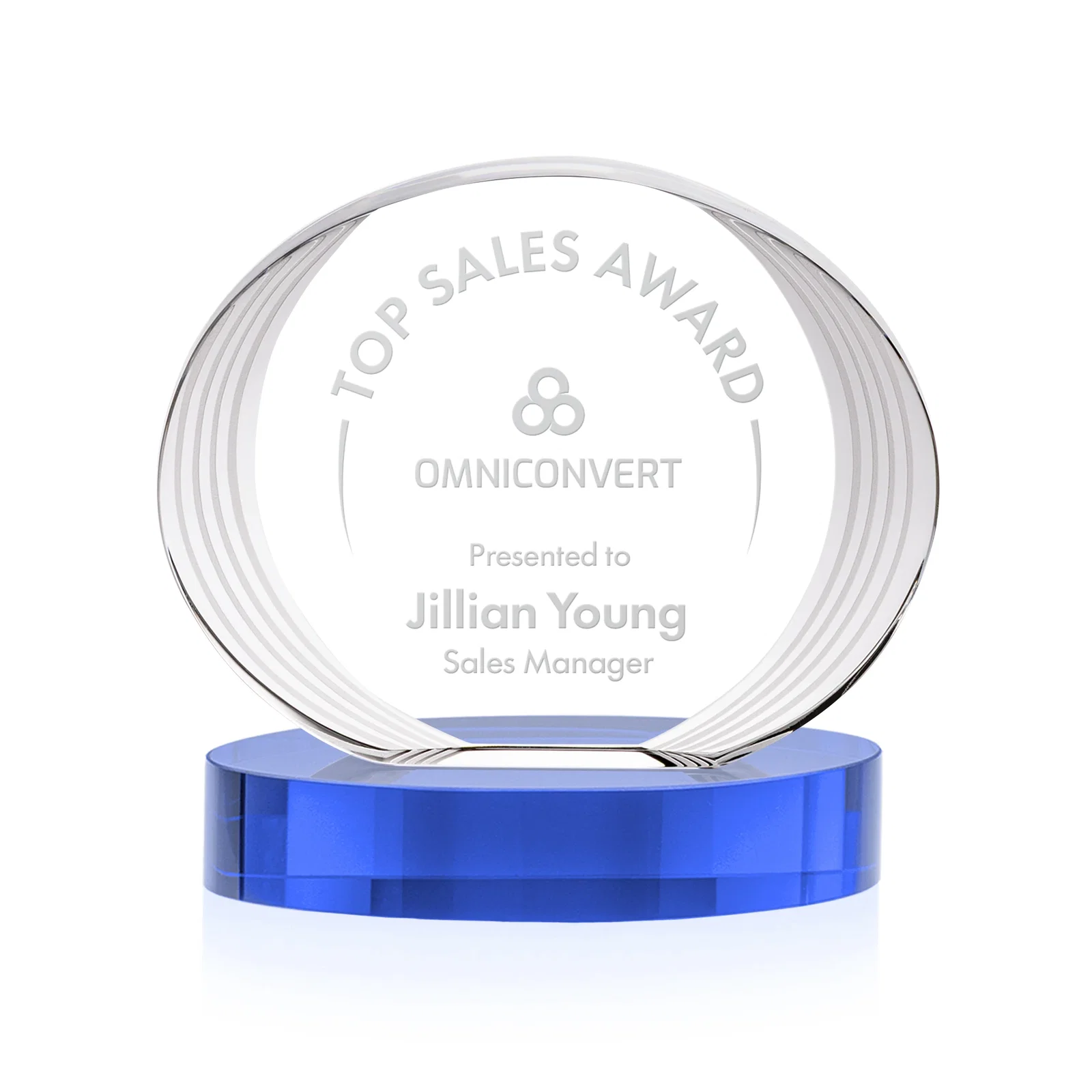 Promotional Concave Optical Crystal Oval Award with a Metallic Gold Option, awards for graduation ceremonies