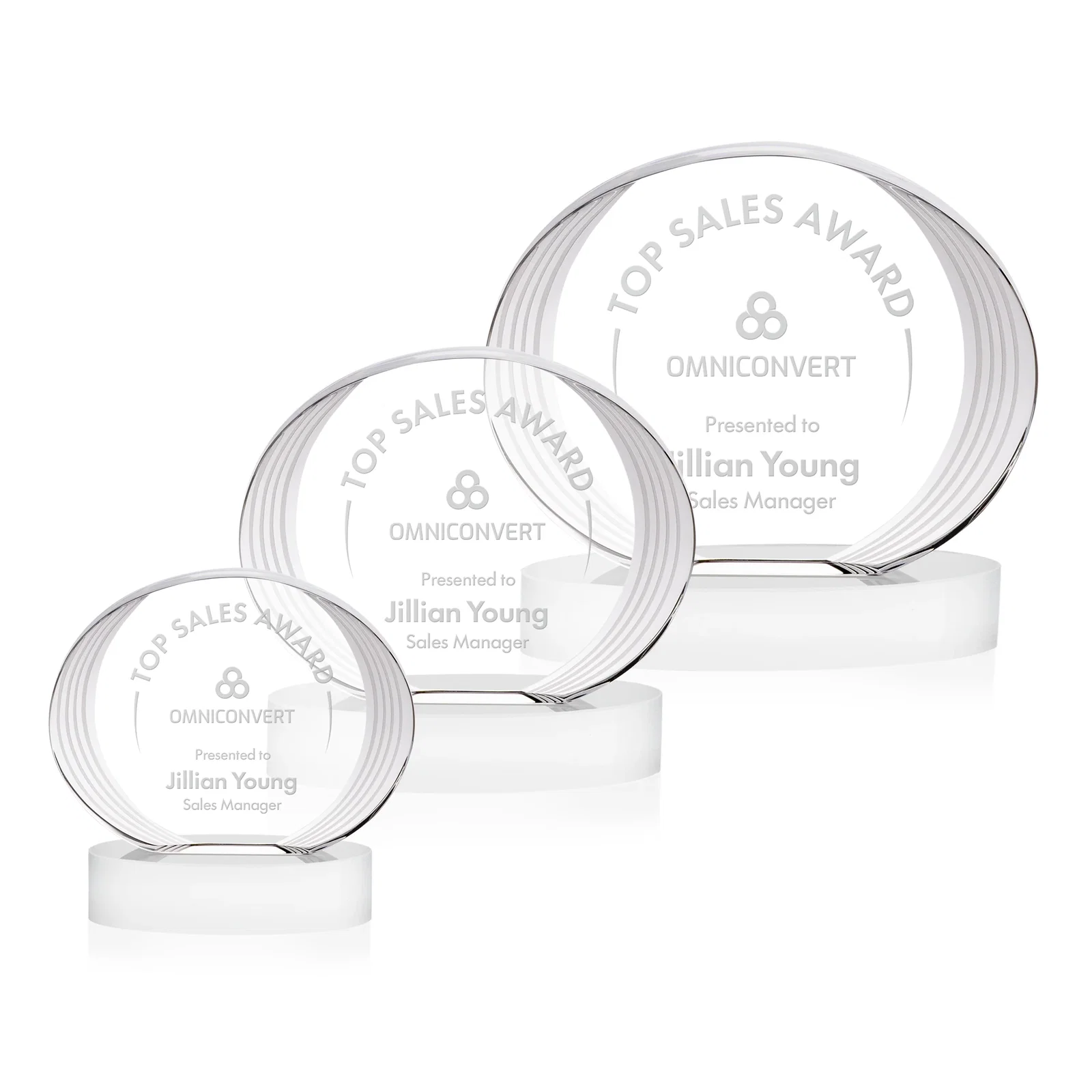 Promotional Concave Optical Crystal Oval Award with a Metallic Gold Option, awards for volunteer appreciation