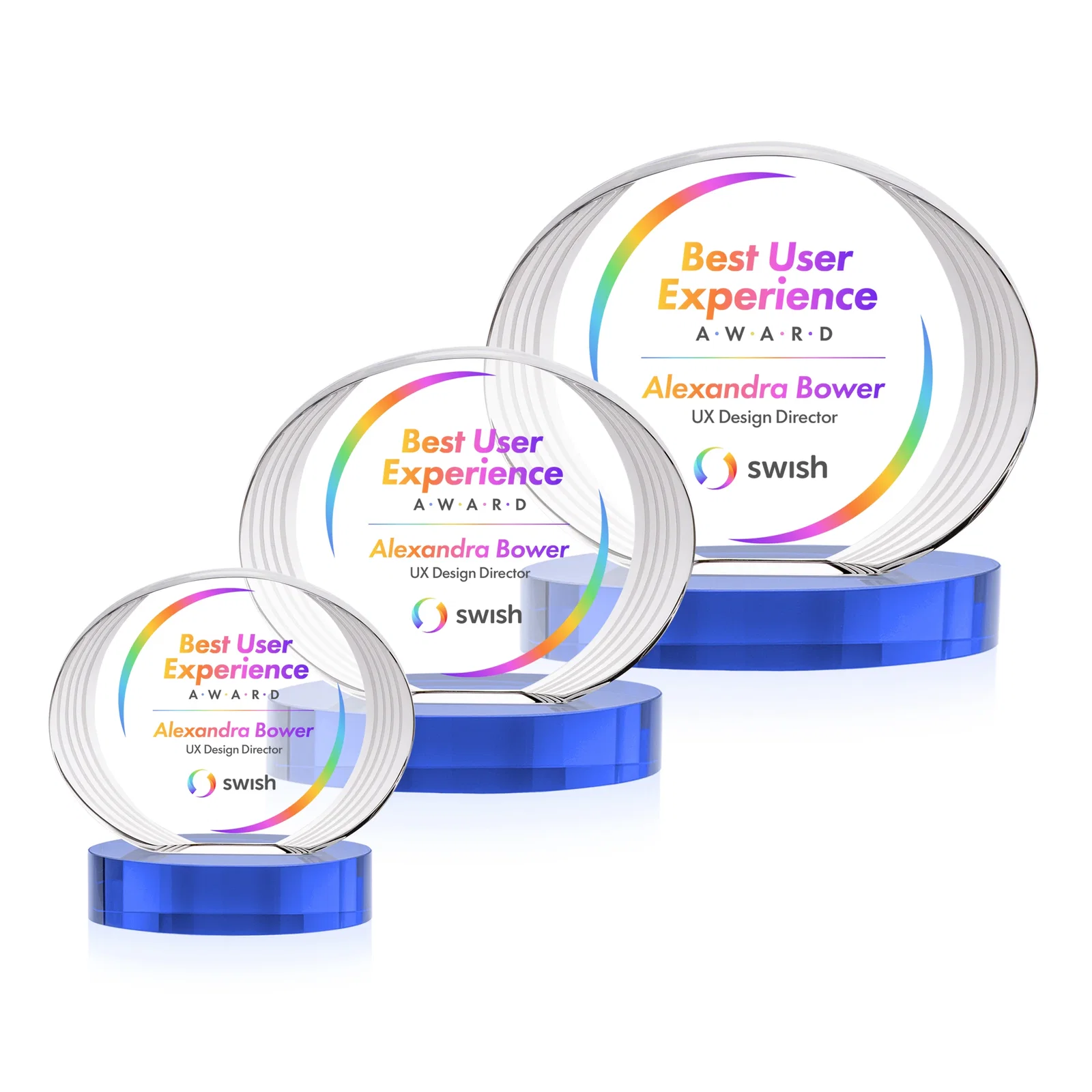 Customized Concave Optical Crystal Oval Award with a Metallic Gold Option, awards for team milestone celebrations