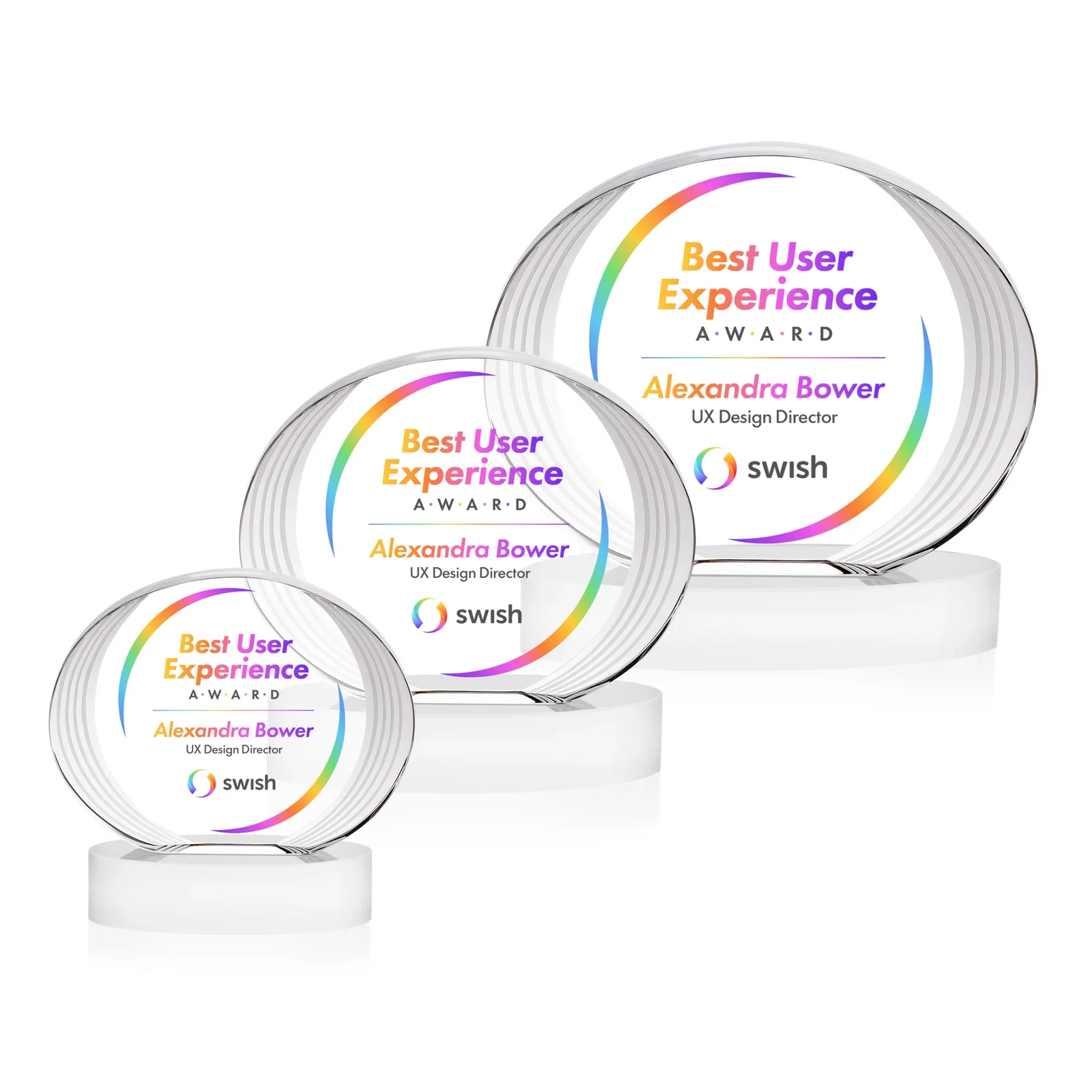 Customized Concave Optical Crystal Oval Award with a Metallic Gold Option, awards for volunteer appreciation
