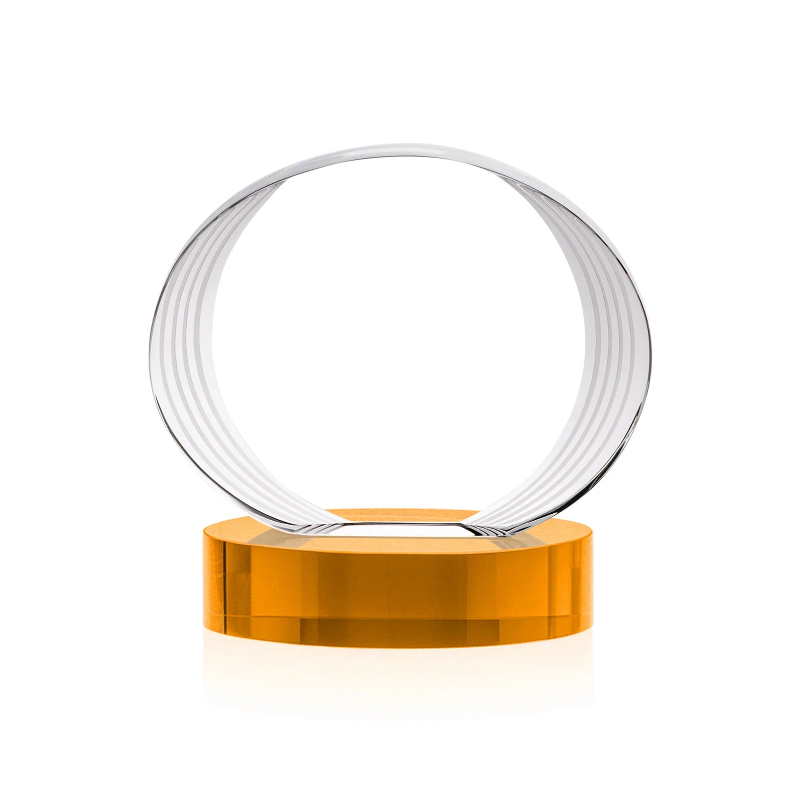 Custom engraved Concave Optical Crystal Oval Award with a Metallic Gold Option, awards for retirement presentations
