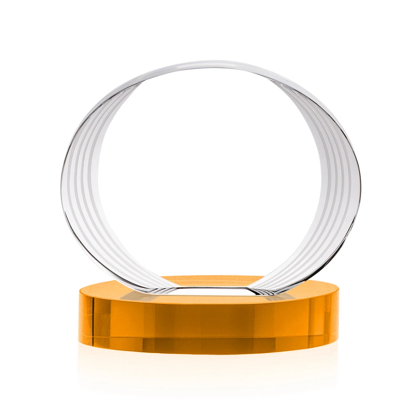 Custom engraved Concave Optical Crystal Oval Award with a Metallic Gold Option, awards for team milestone celebrations