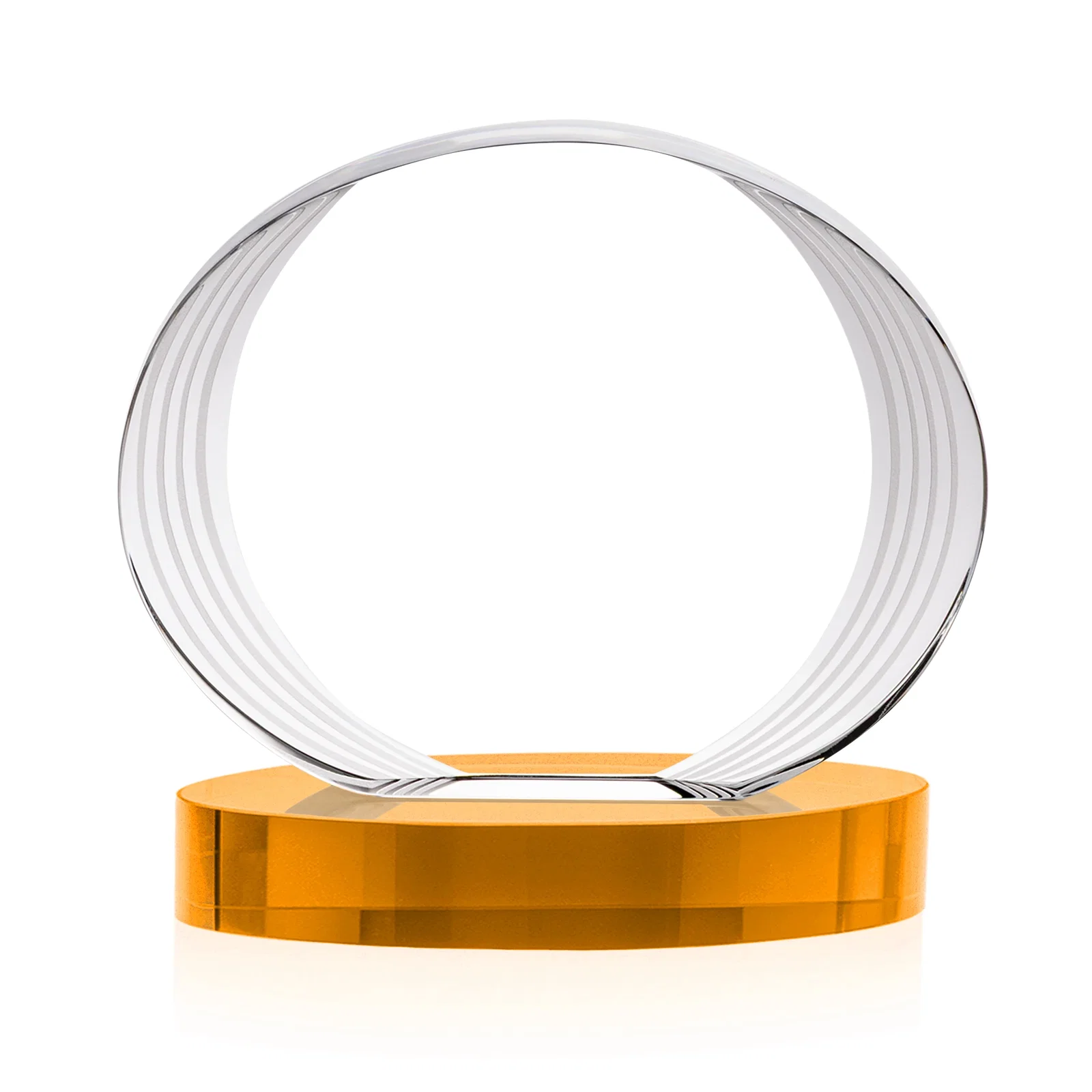 Custom engraved Concave Optical Crystal Oval Award with a Metallic Gold Option, awards for donor appreciation