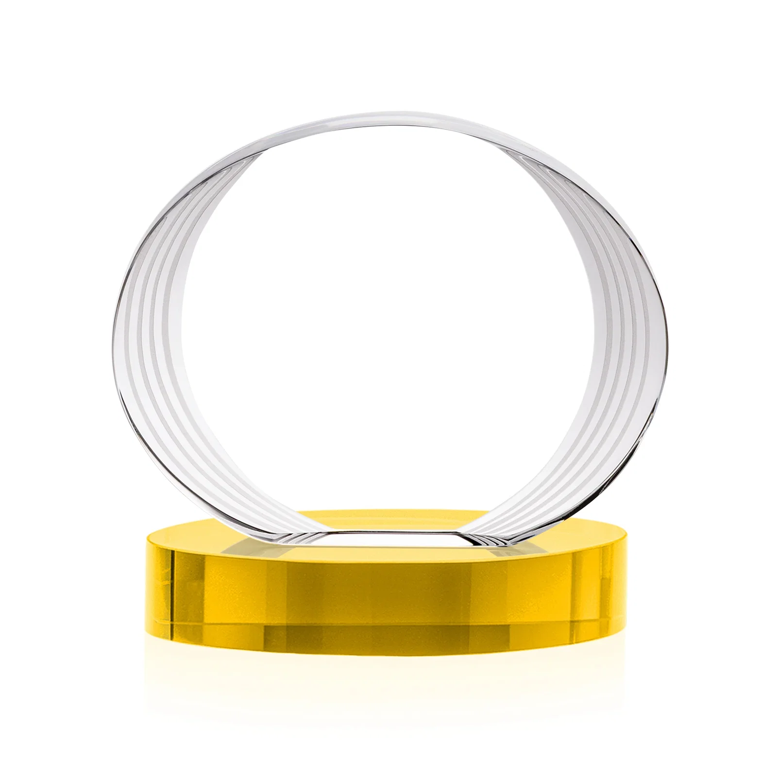 Custom engraved Concave Optical Crystal Oval Award with a Metallic Gold Option, awards for safety achievement programs