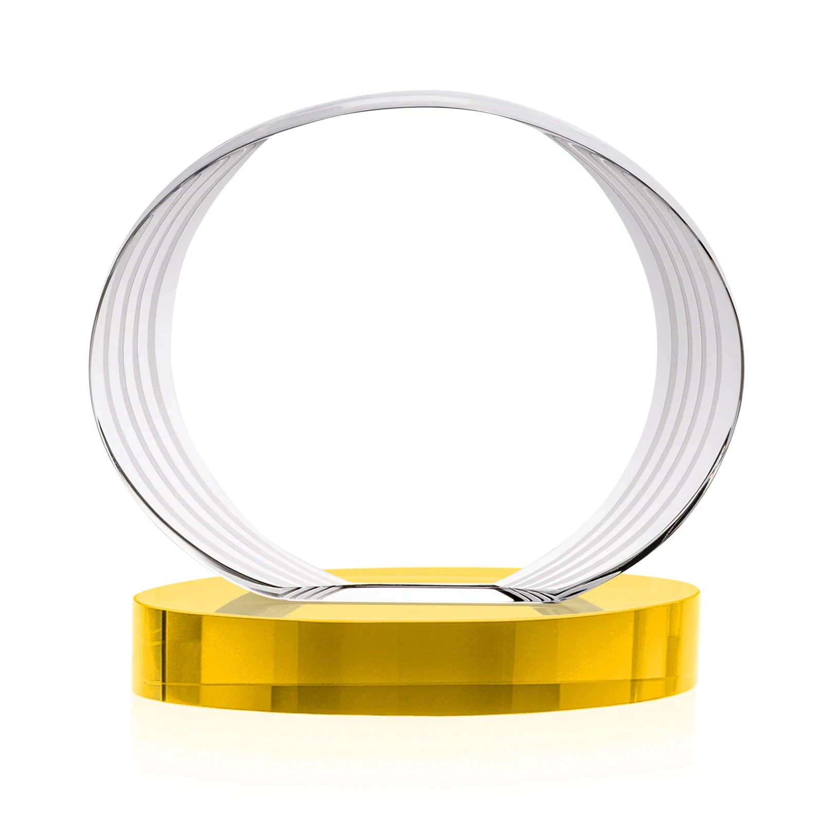 Custom engraved Concave Optical Crystal Oval Award with a Metallic Gold Option, awards for volunteer appreciation
