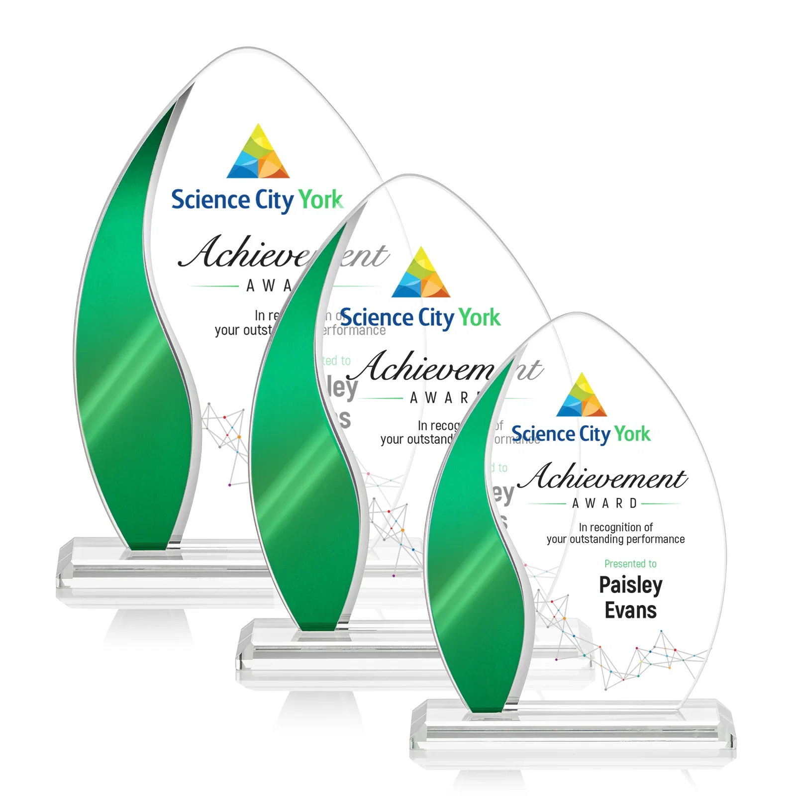 Personalized Starfire Crystal Arch Award with Side Accent and Mirror Back, awards for employee recognition