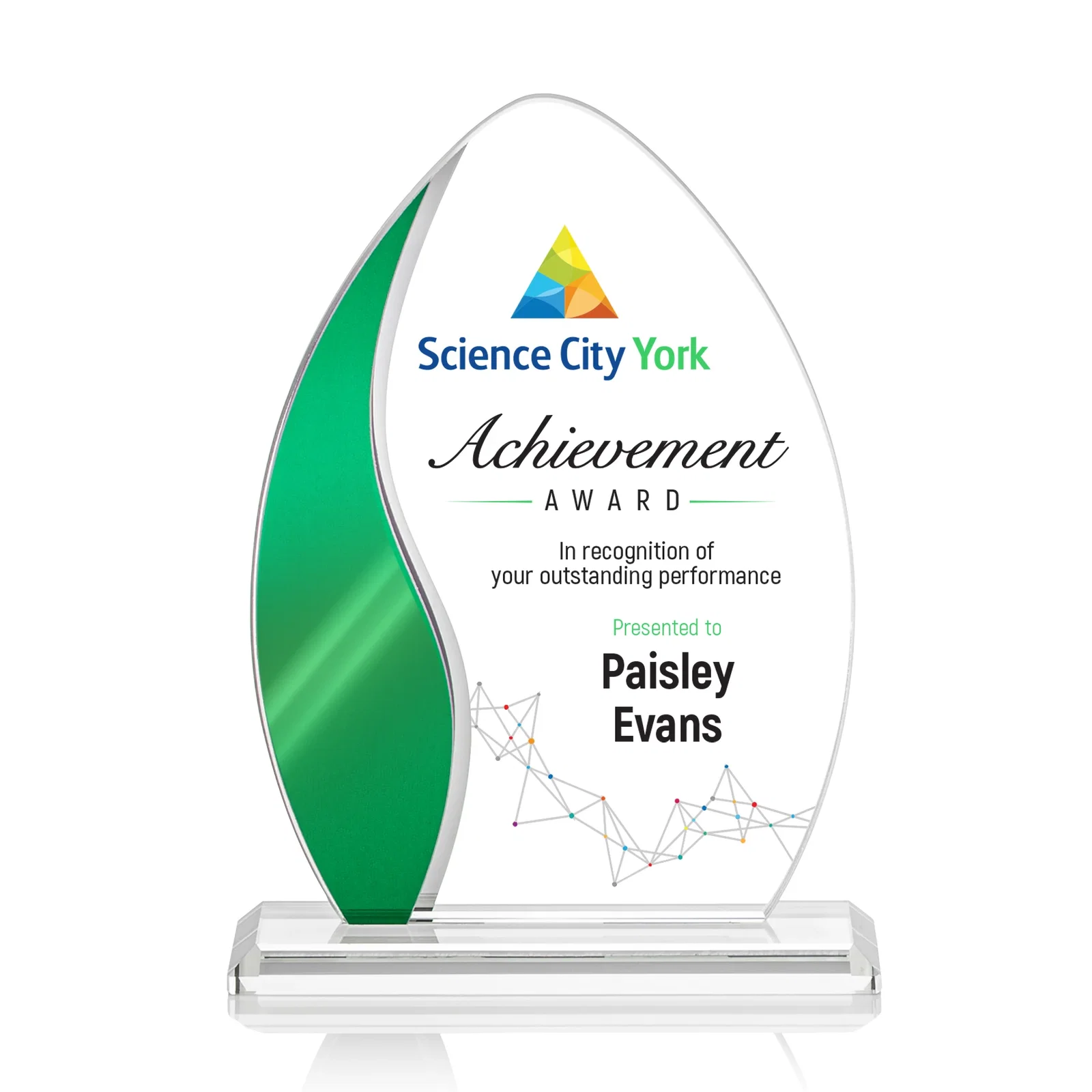 Personalized Starfire Crystal Arch Award with Side Accent and Mirror Back, awards for service anniversary gifts