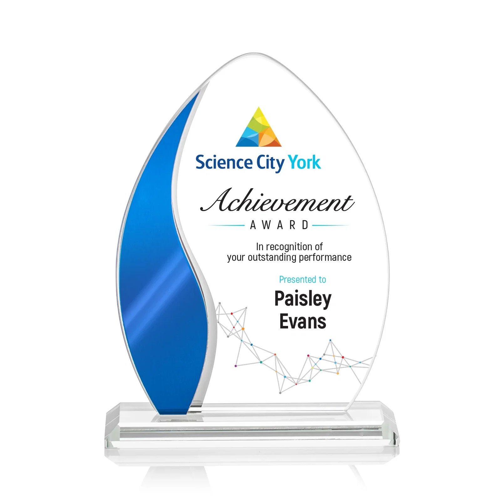 Personalized Starfire Crystal Arch Award with Side Accent and Mirror Back, awards for team milestone celebrations