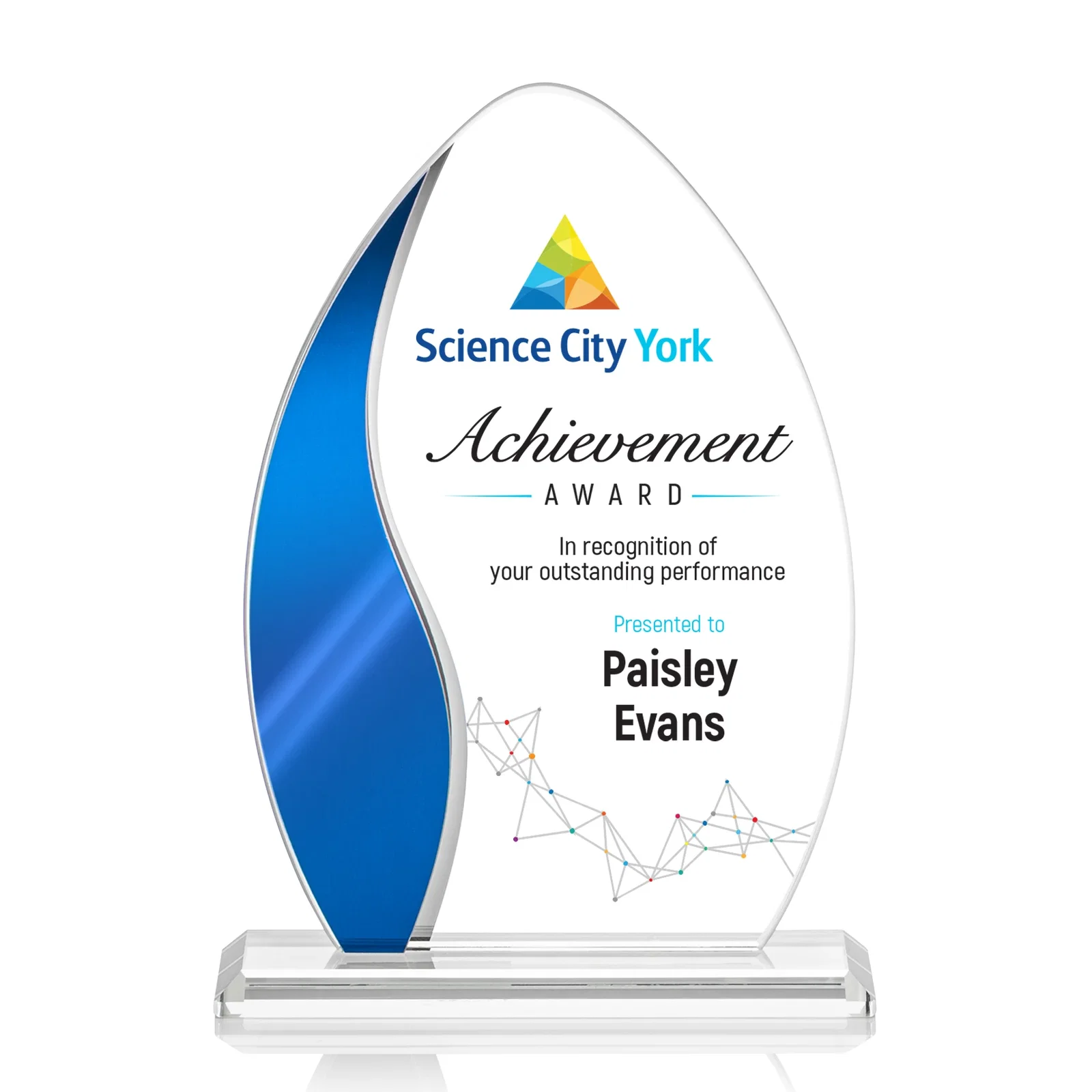 Personalized Starfire Crystal Arch Award with Side Accent and Mirror Back, awards for graduation ceremonies