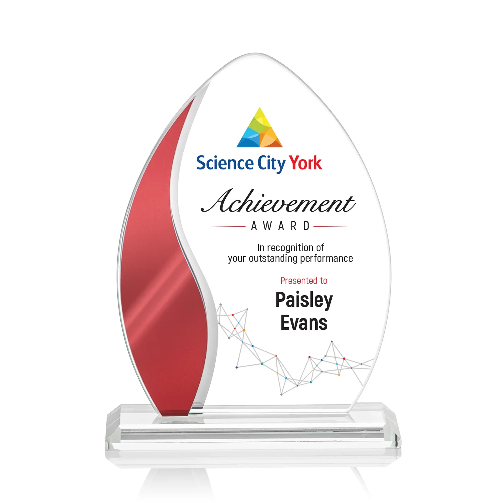 Personalized Starfire Crystal Arch Award with Side Accent and Mirror Back, awards for volunteer appreciation