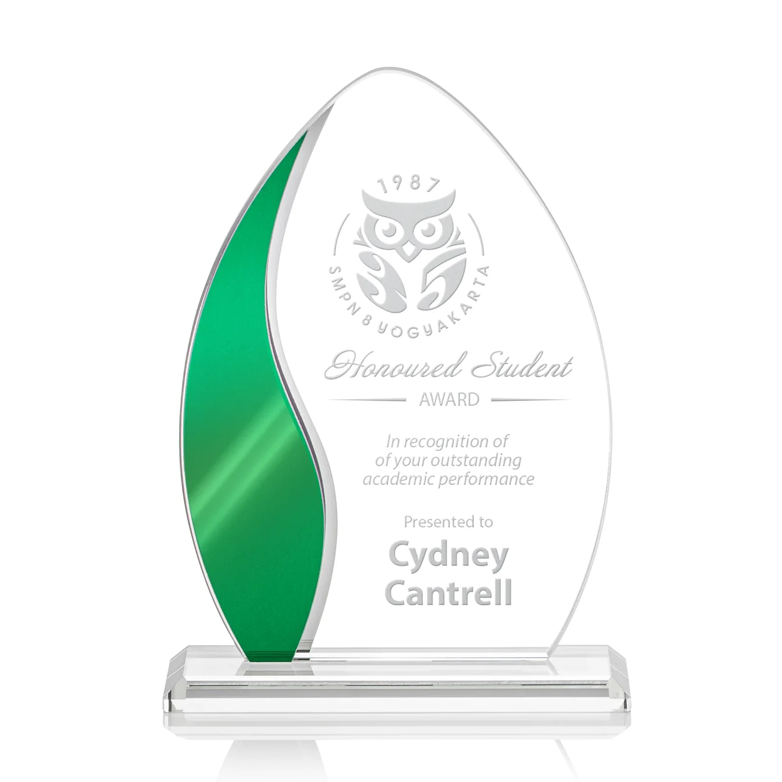 Custom Starfire Crystal Arch Award with Side Accent and Mirror Back, awards for service anniversary gifts