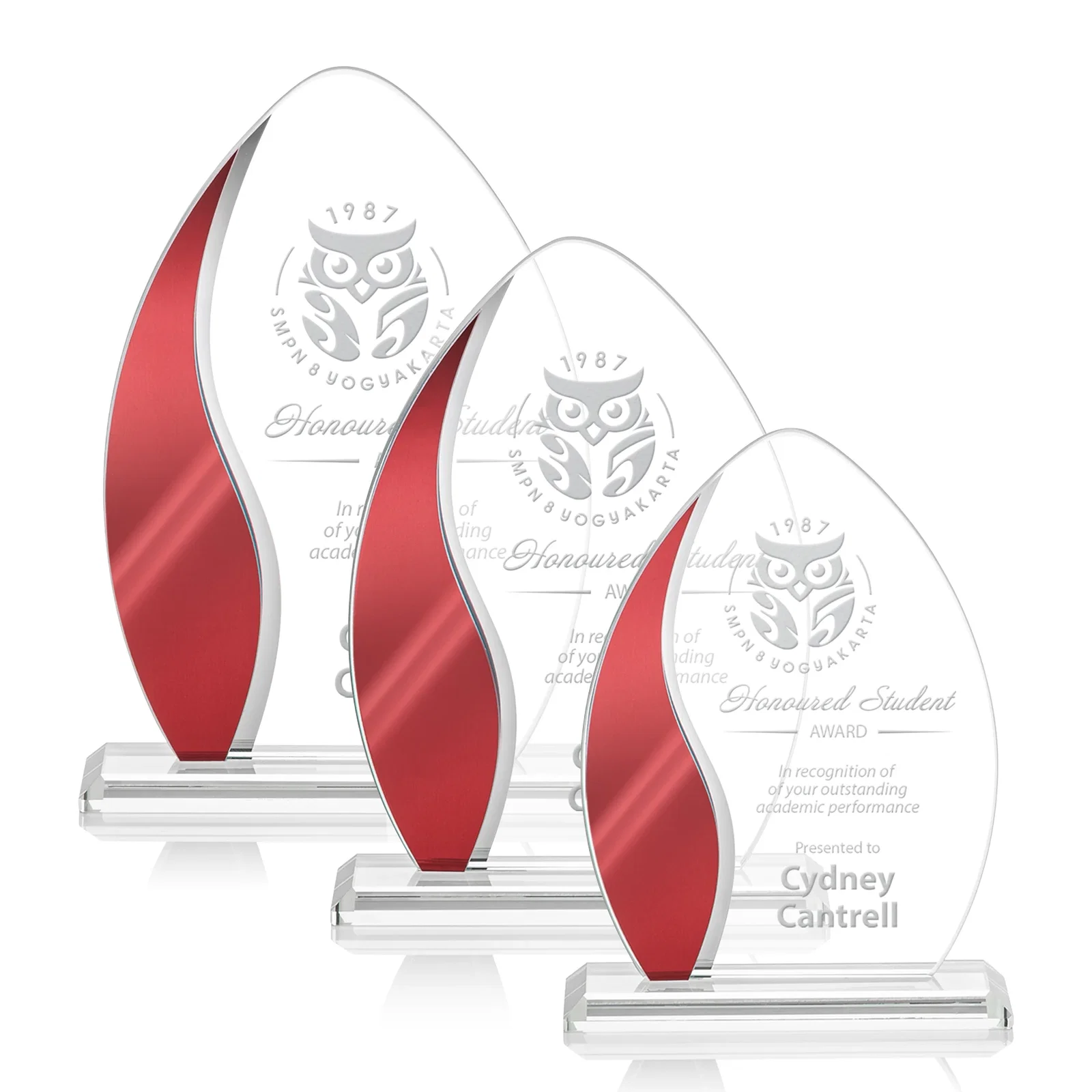 Custom Starfire Crystal Arch Award with Side Accent and Mirror Back, awards for safety achievement programs