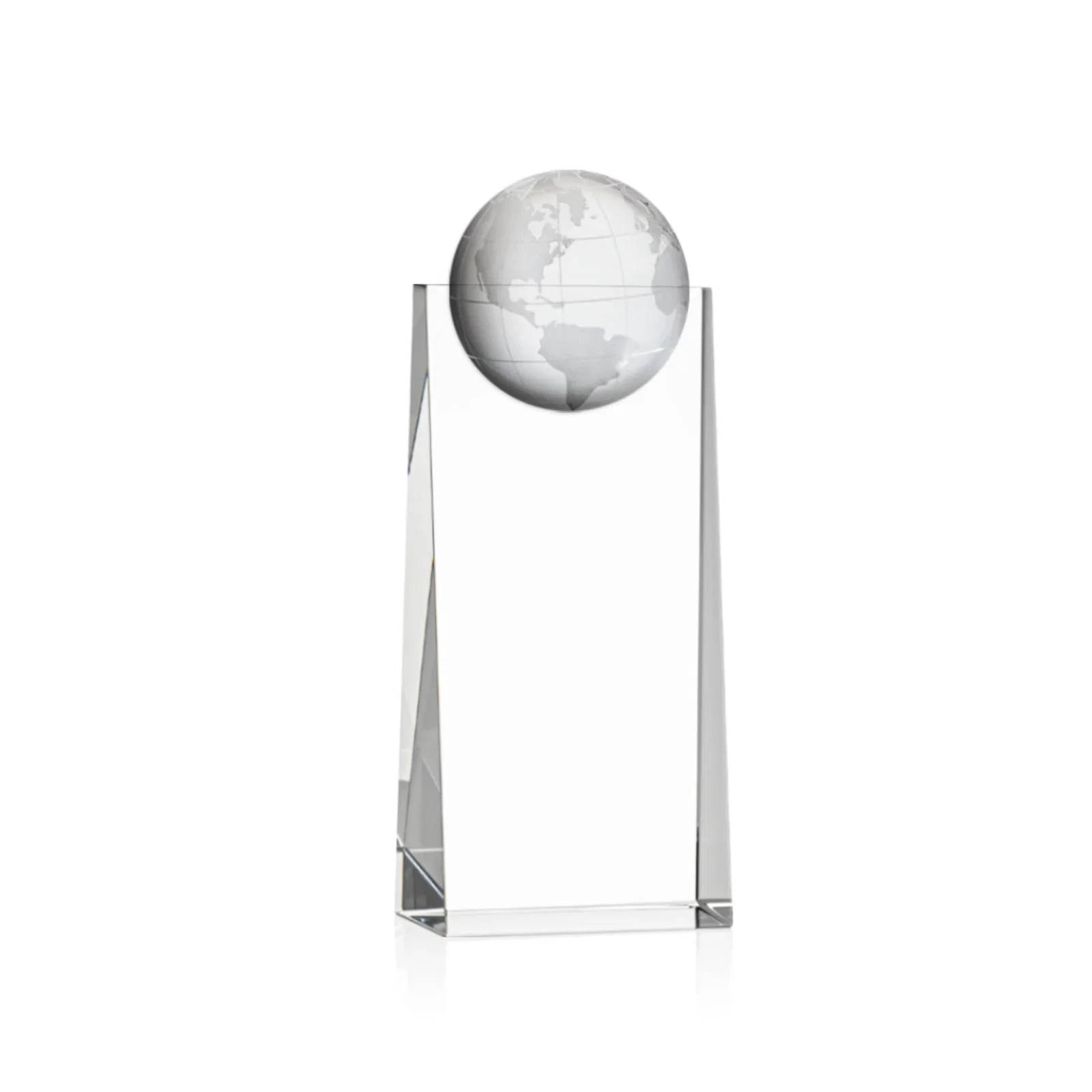 Custom Optical Crystal Tower Award With Molded 3D Globe for dealer and partner awards