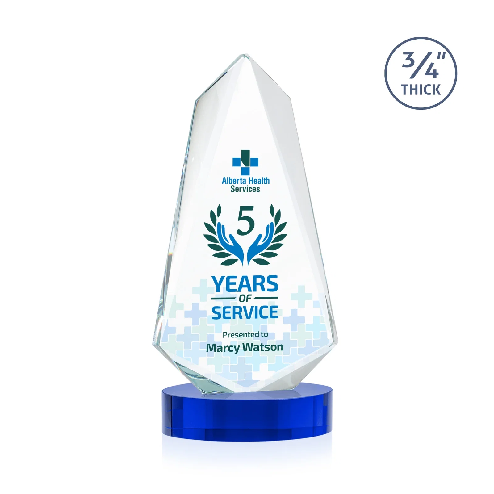 Custom Starfire Crystal Arrow Award with Deep Bevels, awards for volunteer appreciation