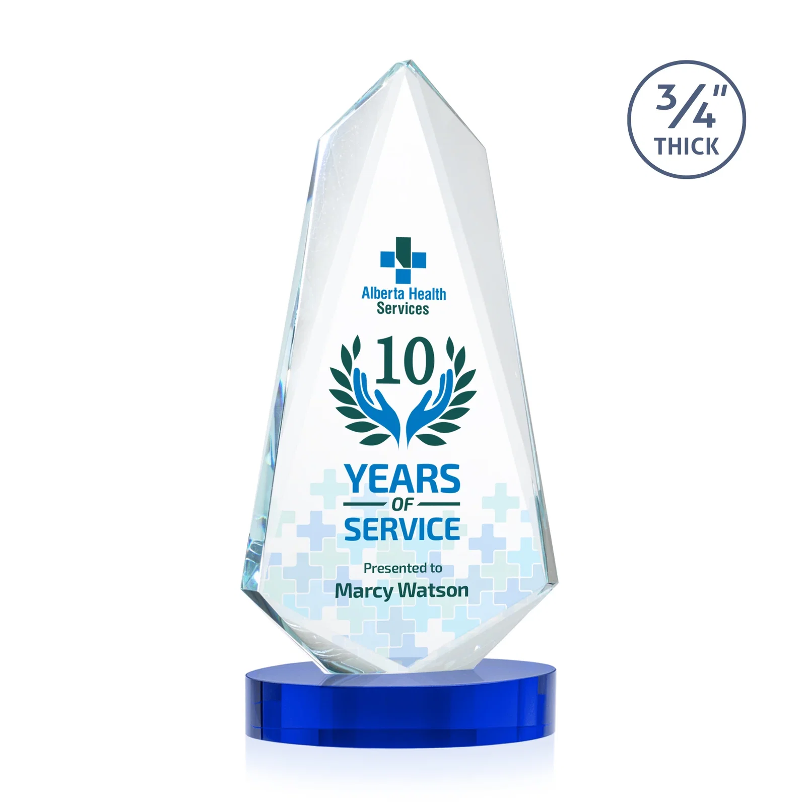 Custom Starfire Crystal Arrow Award with Deep Bevels, awards for dealer and partner awards