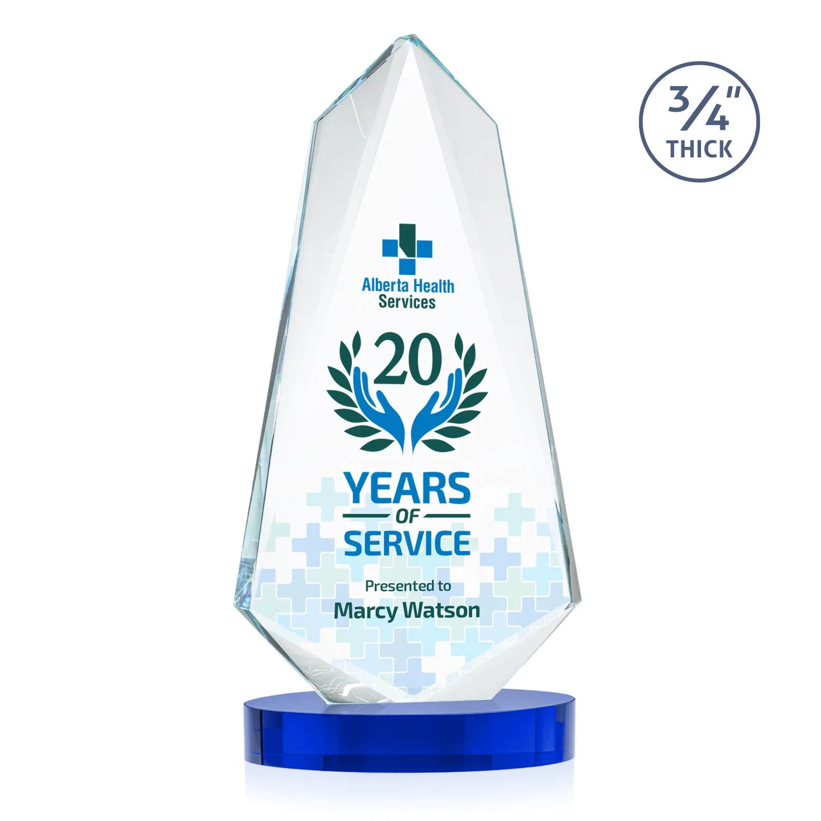 Custom Starfire Crystal Arrow Award with Deep Bevels, awards for company anniversary events
