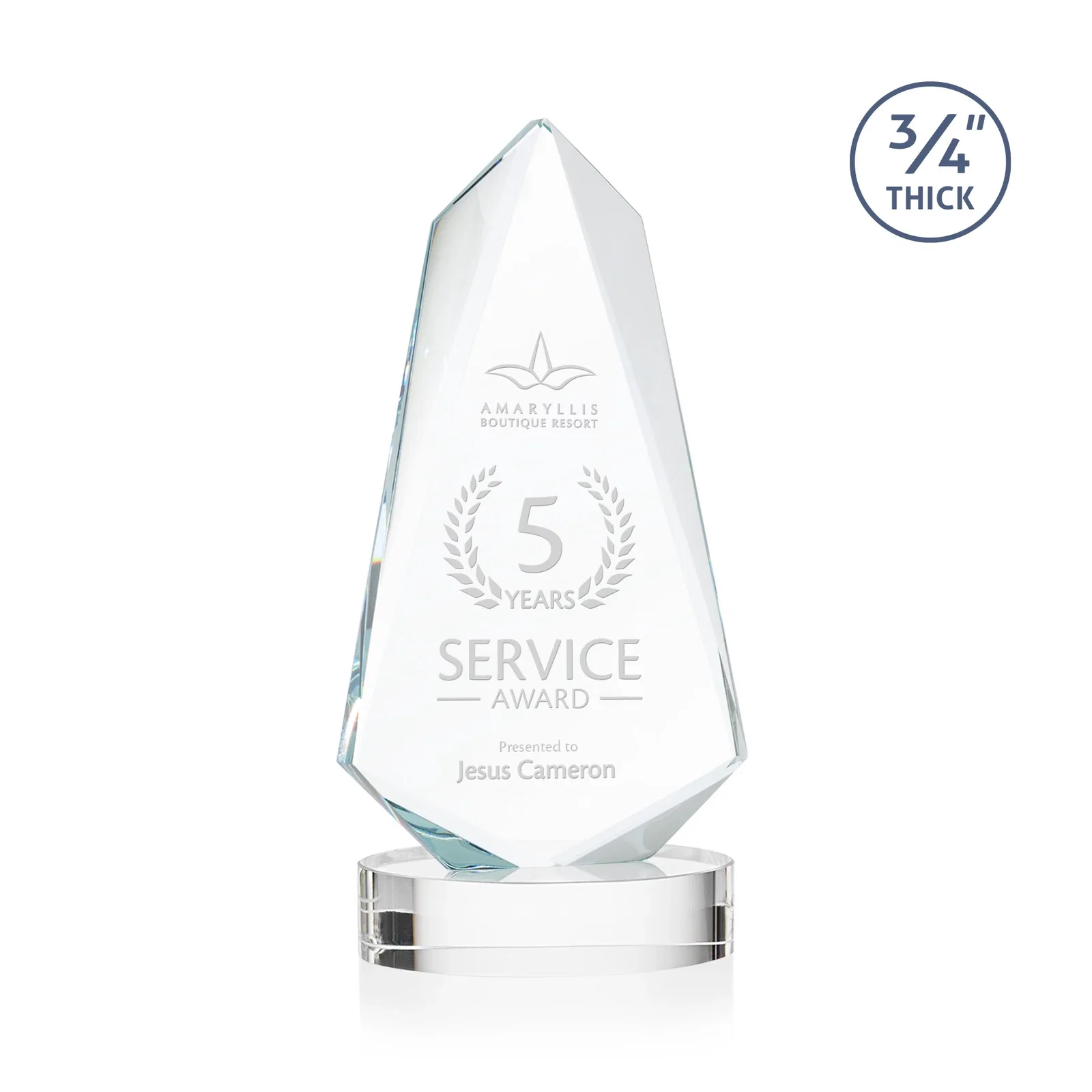 Personalized Starfire Crystal Arrow Award with Deep Bevels, awards for corporate award ceremonies