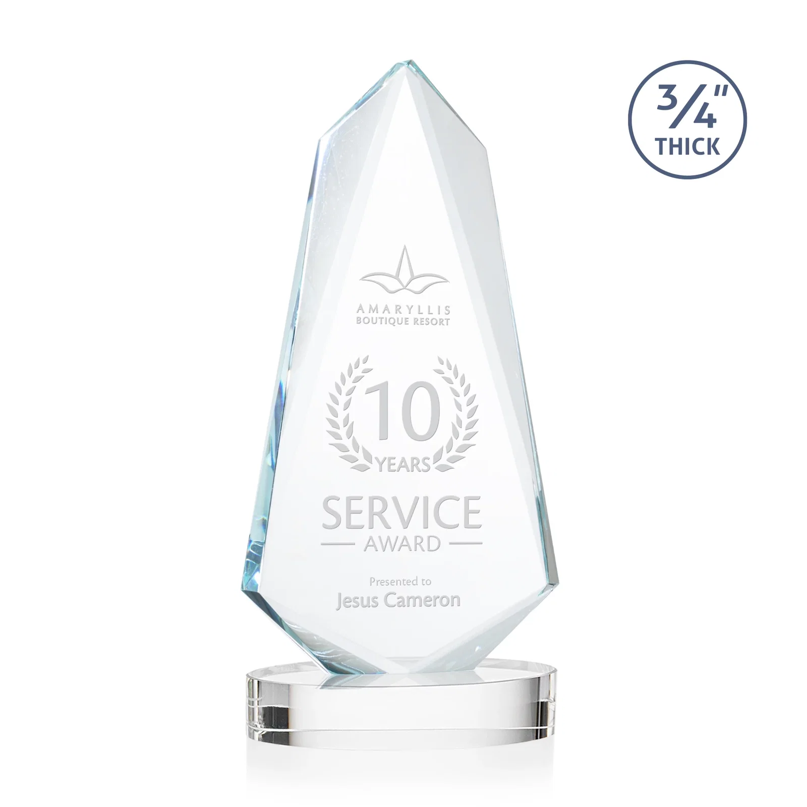 Personalized Starfire Crystal Arrow Award with Deep Bevels, awards for service anniversary gifts