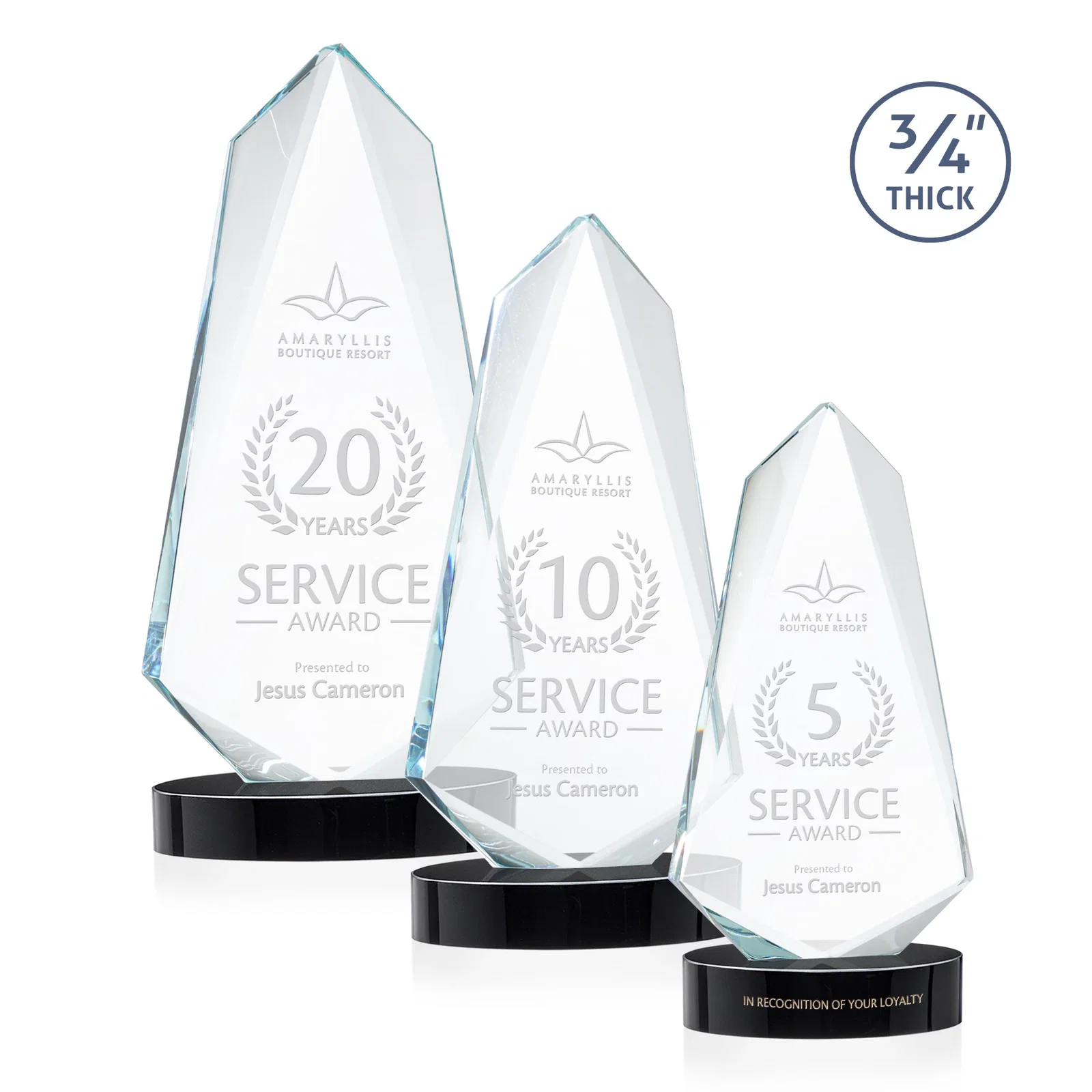 Personalized Starfire Crystal Arrow Award with Deep Bevels, awards for retirement presentations