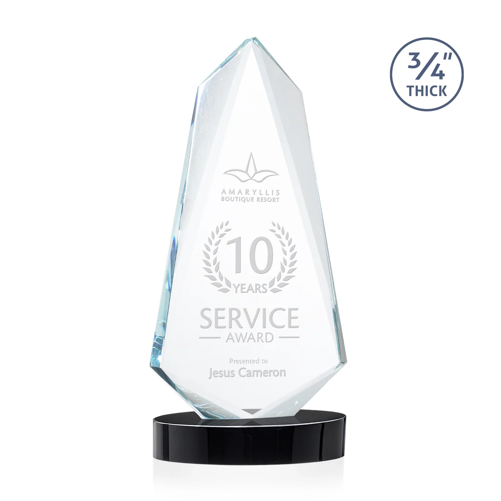 Personalized Starfire Crystal Arrow Award with Deep Bevels, awards for donor appreciation