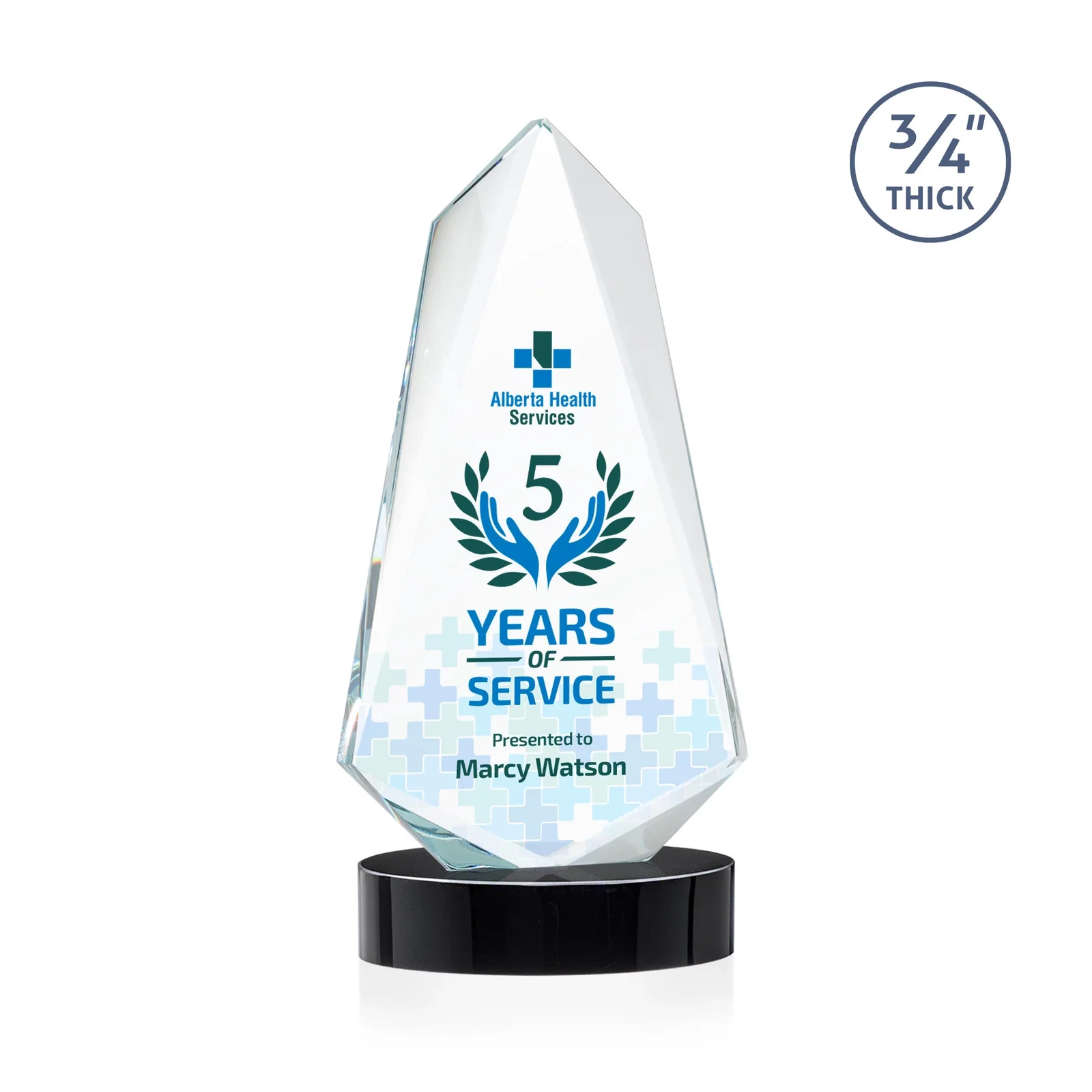 Custom Starfire Crystal Arrow Award with Deep Bevels, awards for corporate award ceremonies