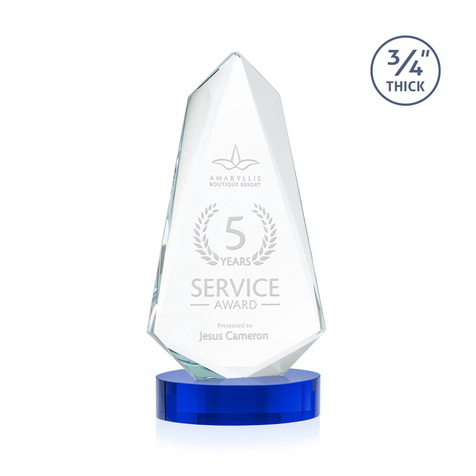 Personalized Starfire Crystal Arrow Award with Deep Bevels, awards for volunteer appreciation