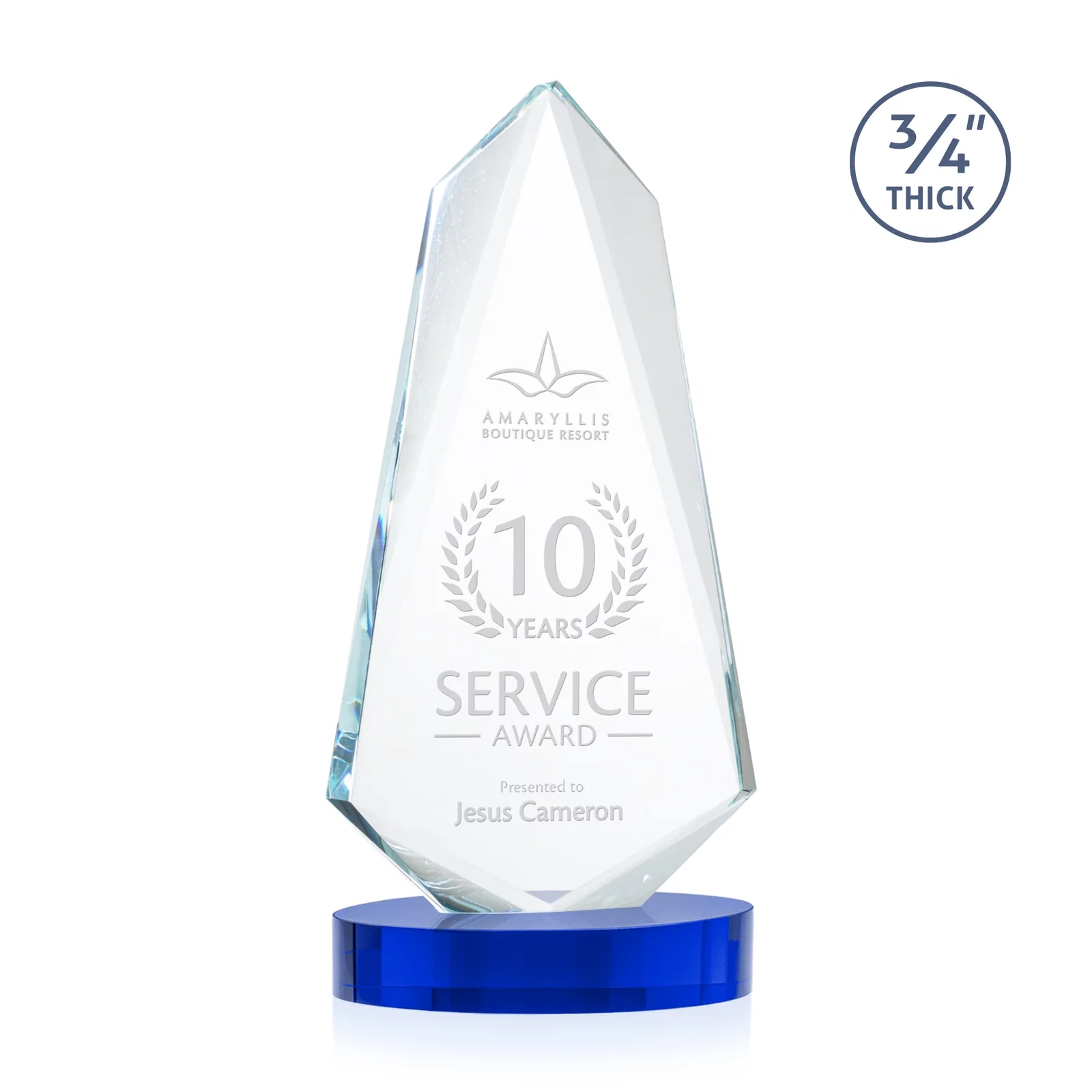 Personalized Starfire Crystal Arrow Award with Deep Bevels, awards for dealer and partner awards
