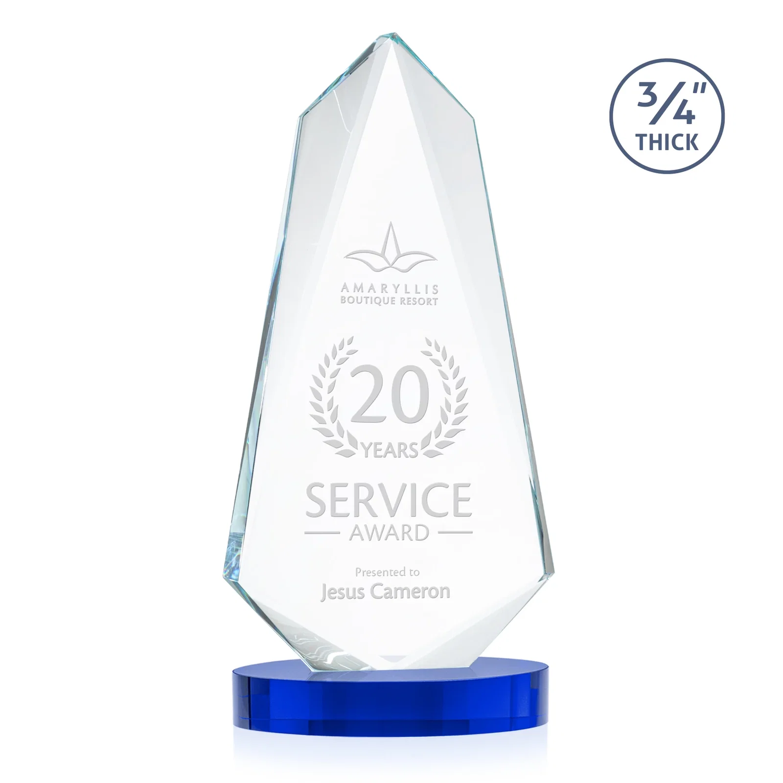 Personalized Starfire Crystal Arrow Award with Deep Bevels, awards for company anniversary events