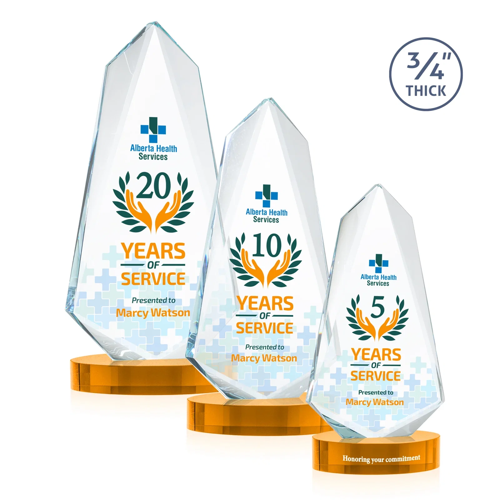 Promotional Starfire Crystal Arrow Award with Deep Bevels, awards for employee recognition