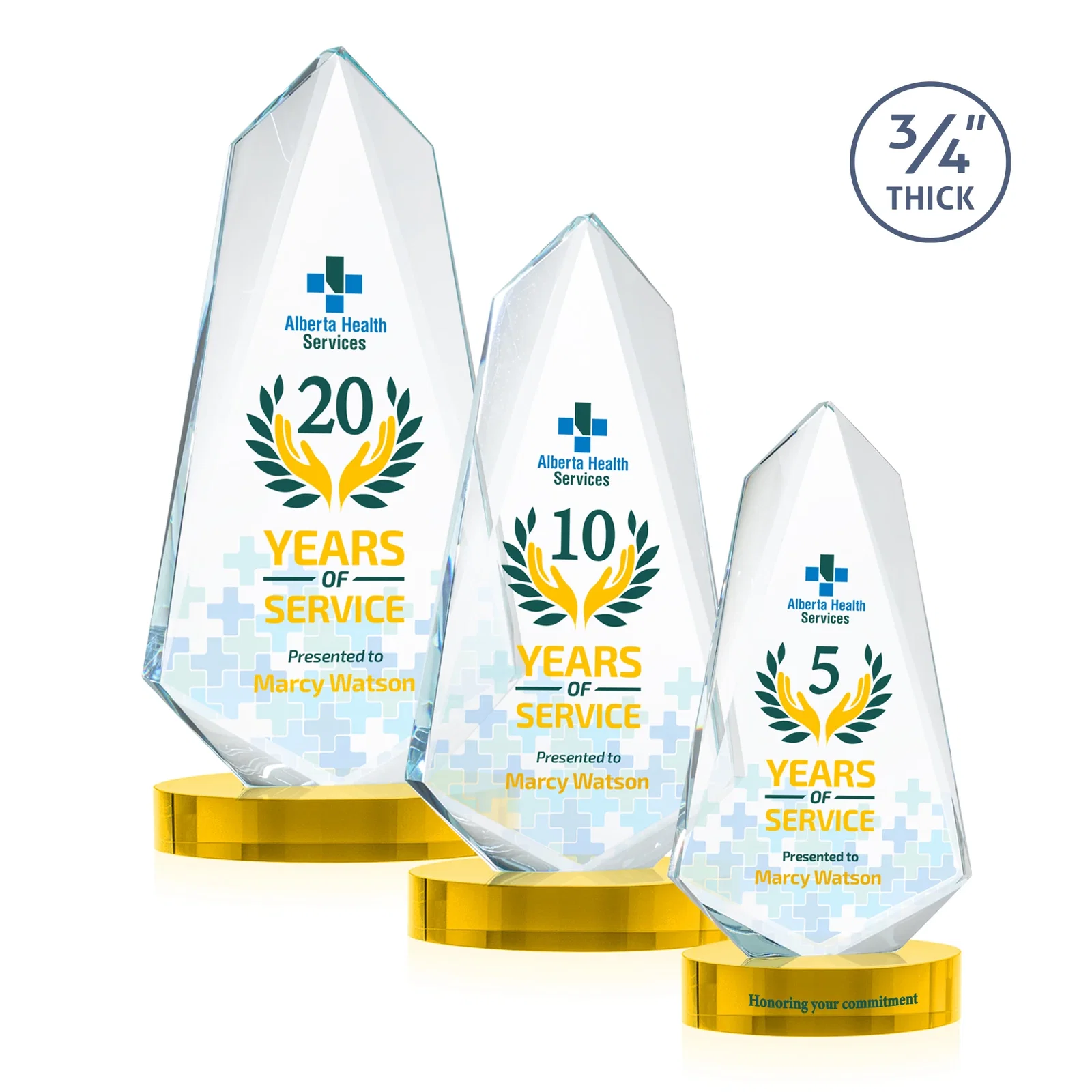 Promotional Starfire Crystal Arrow Award with Deep Bevels, awards for retirement presentations