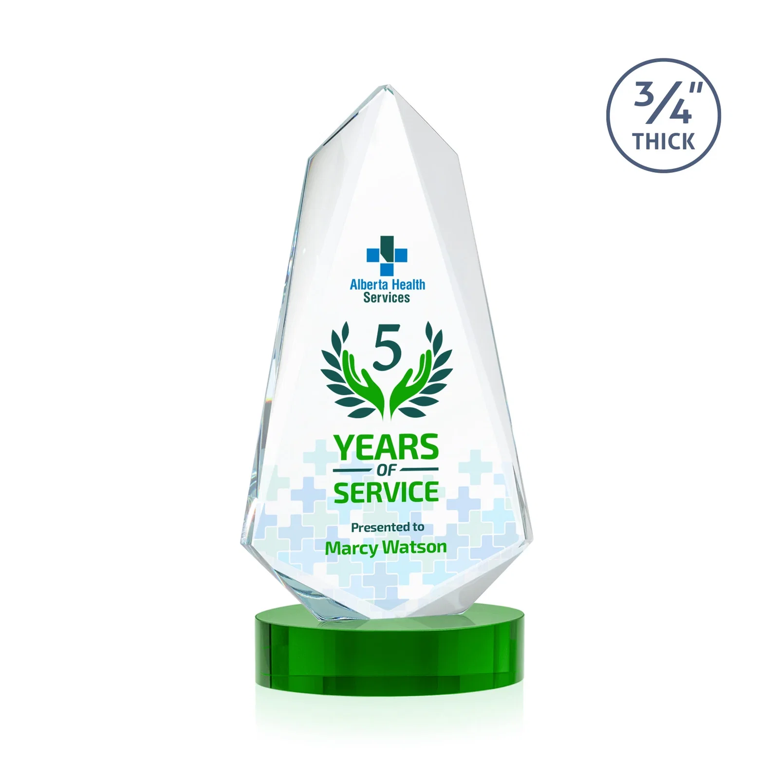 Promotional Starfire Crystal Arrow Award with Deep Bevels, awards for volunteer appreciation