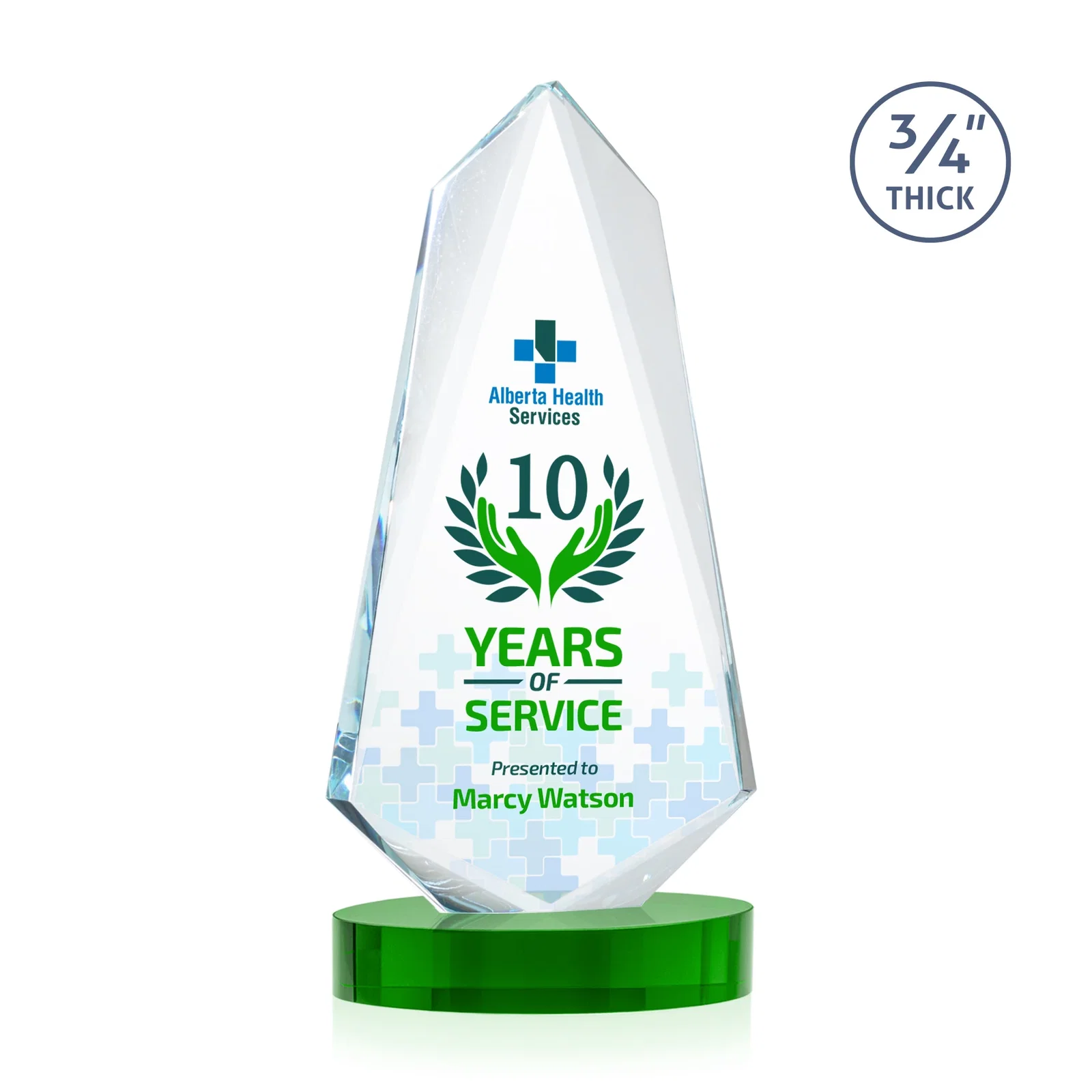 Promotional Starfire Crystal Arrow Award with Deep Bevels, awards for dealer and partner awards