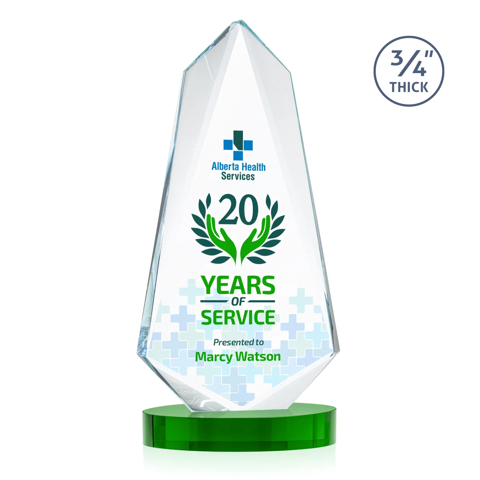 Promotional Starfire Crystal Arrow Award with Deep Bevels, awards for company anniversary events
