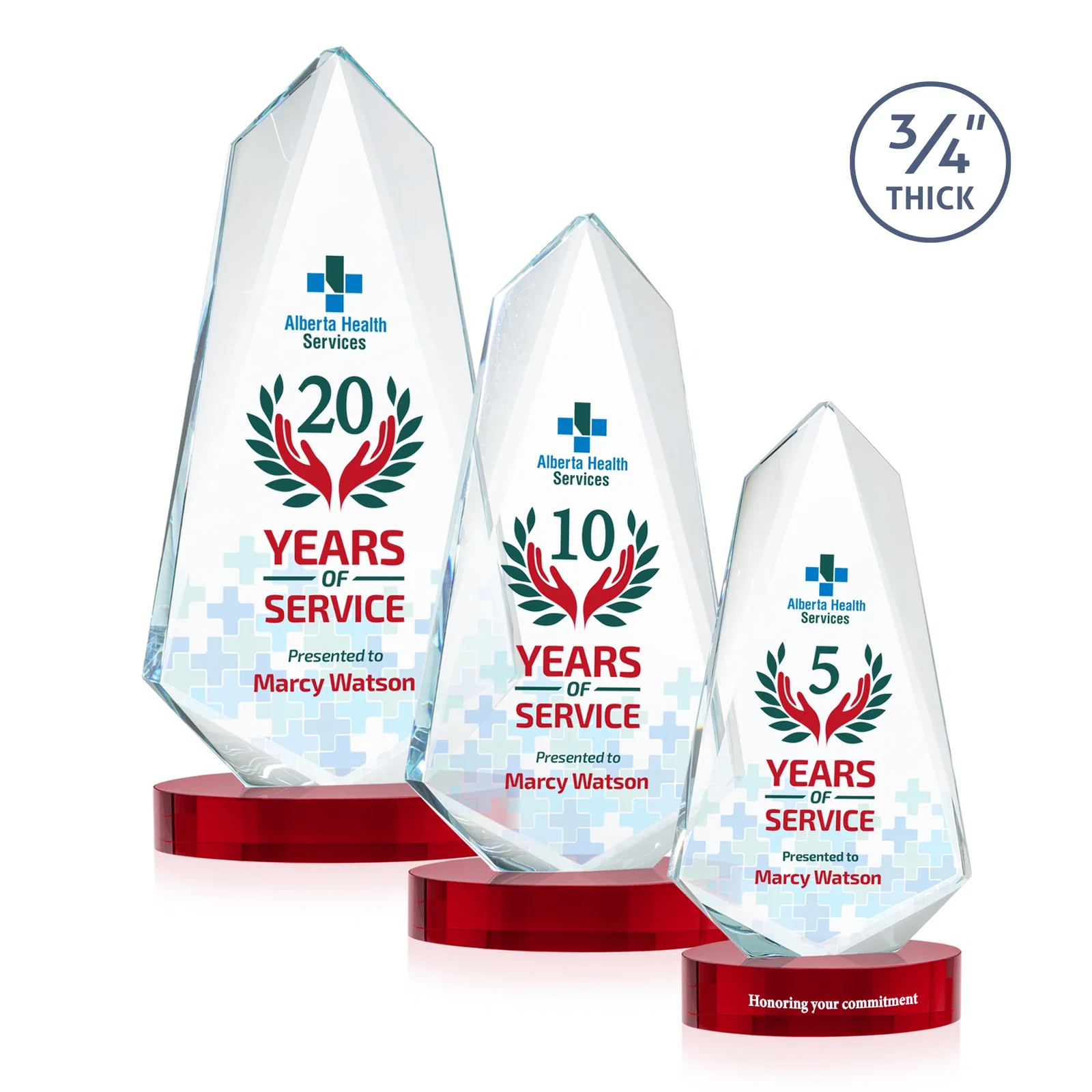 Branded Starfire Crystal Arrow Award with Deep Bevels, awards for employee recognition