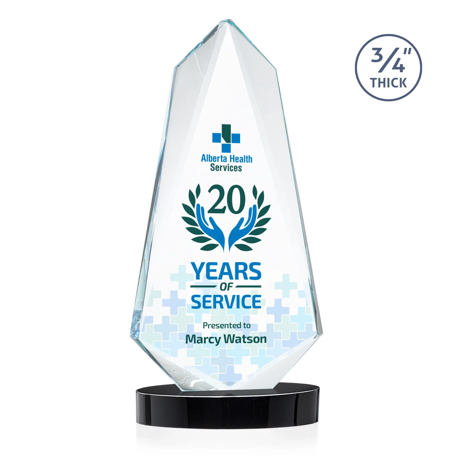 Custom Starfire Crystal Arrow Award with Deep Bevels, awards for sales achievement awards