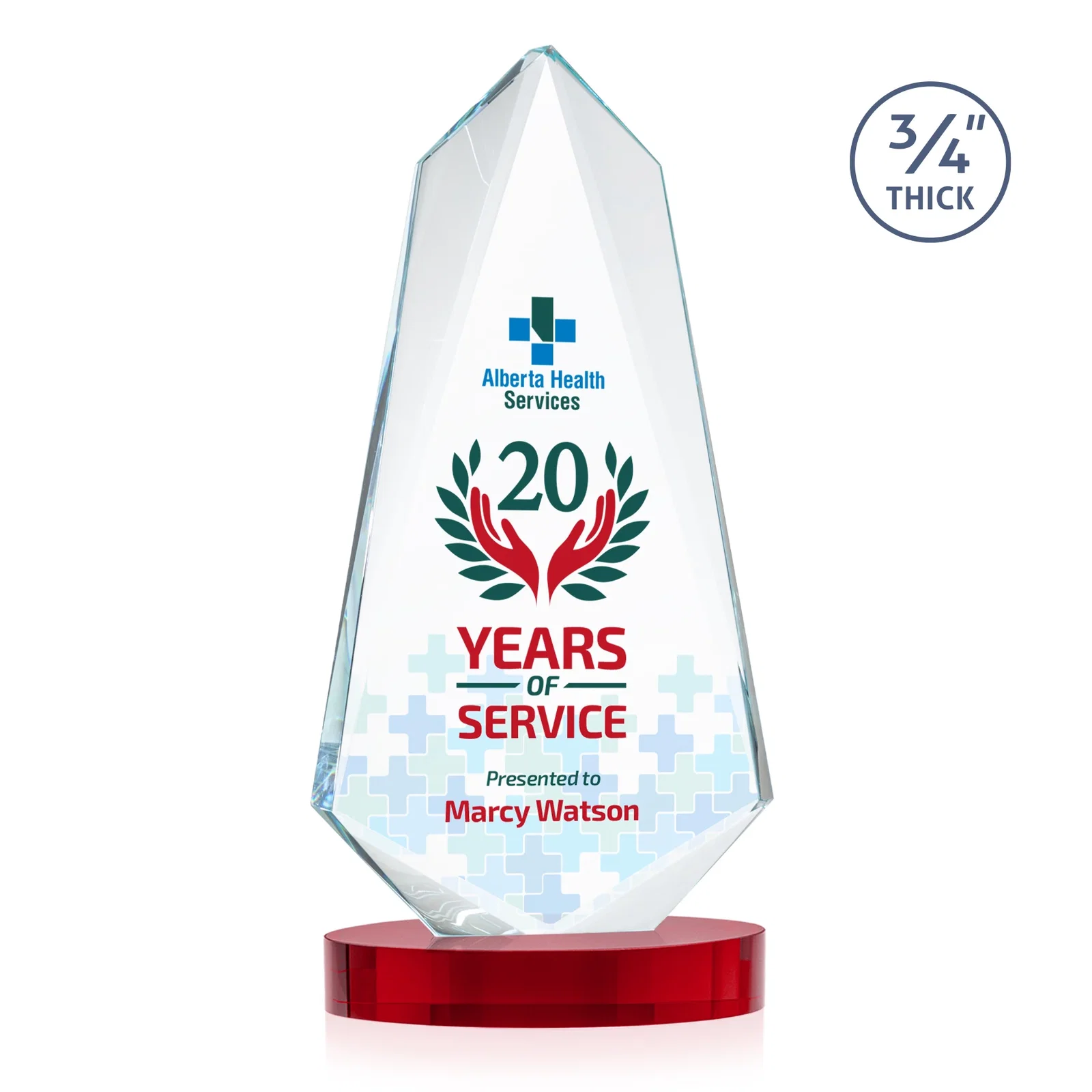 Branded Starfire Crystal Arrow Award with Deep Bevels, awards for sales achievement awards