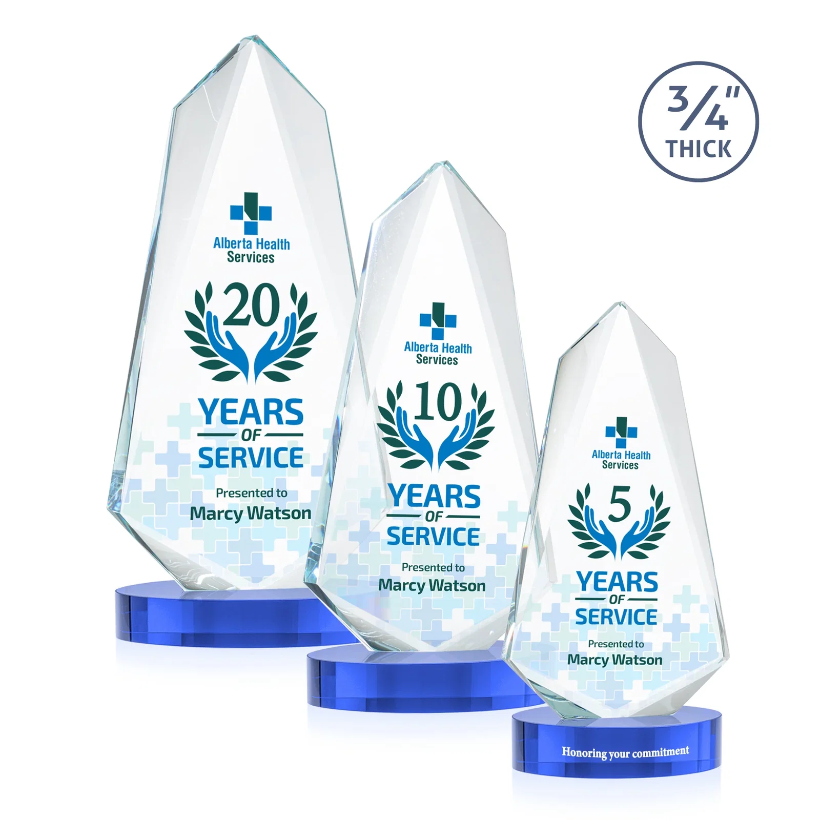 Branded Starfire Crystal Arrow Award with Deep Bevels, awards for retirement presentations
