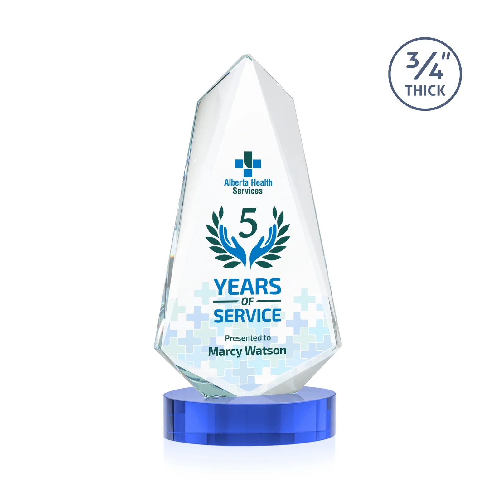 Branded Starfire Crystal Arrow Award with Deep Bevels, awards for team milestone celebrations