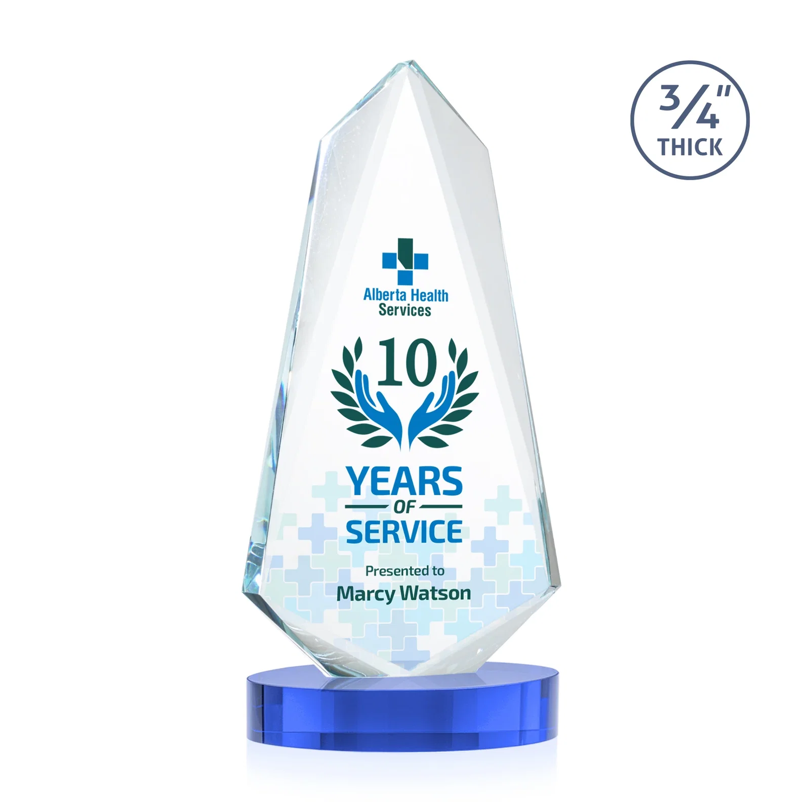 Branded Starfire Crystal Arrow Award with Deep Bevels, awards for donor appreciation